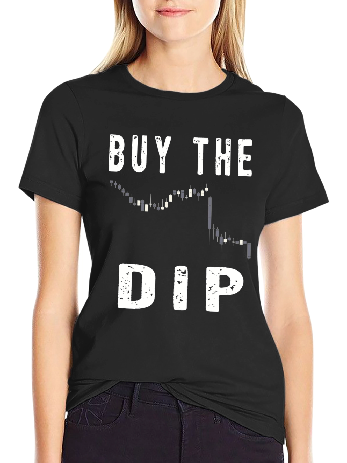 Black Buy the Dip T-Shirt - Trader Crypto Gift view 2