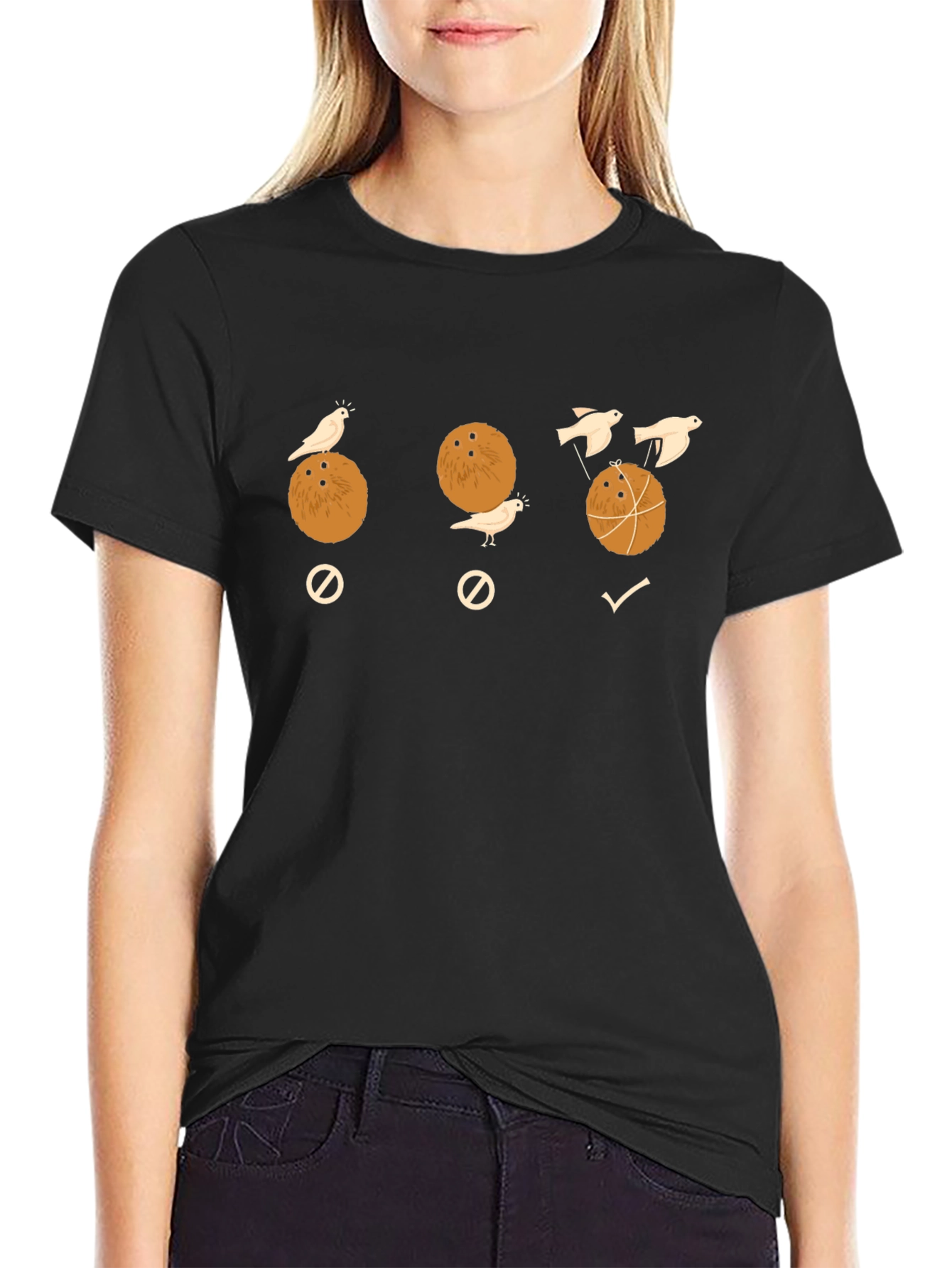 Black Coconut Birds Humor T-Shirt view 2