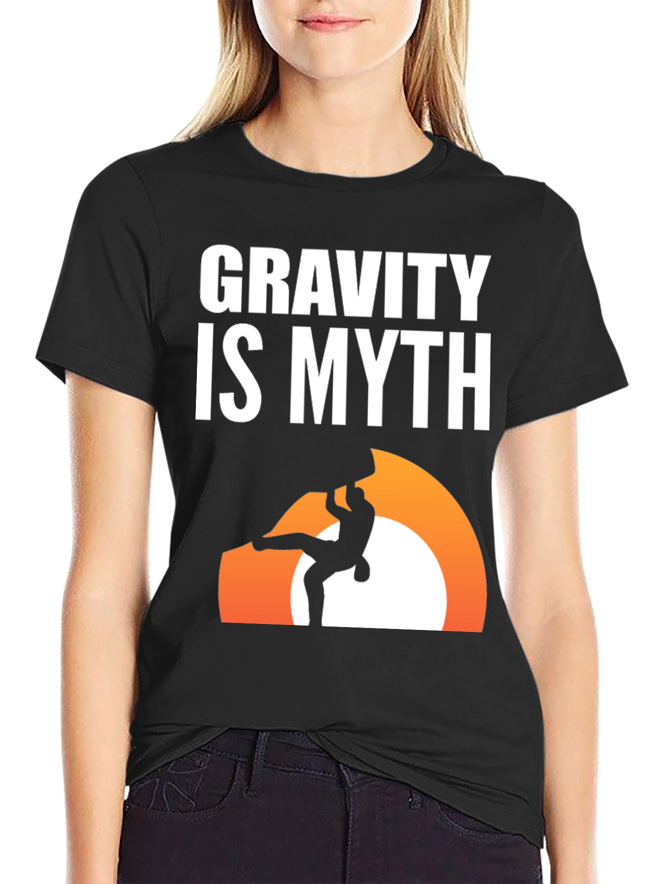 Black Gravity is Myth T-Shirt - Rock Climbing Design view 2
