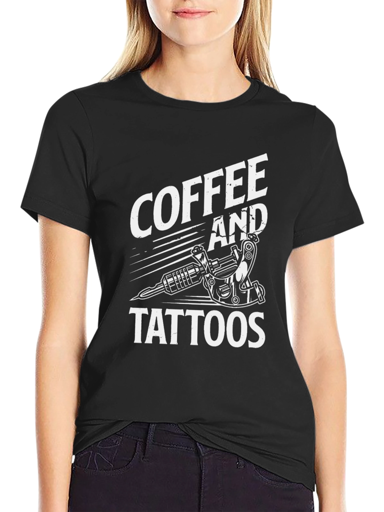 Black Coffee and Tattoos Graphic Tee - Black view 2