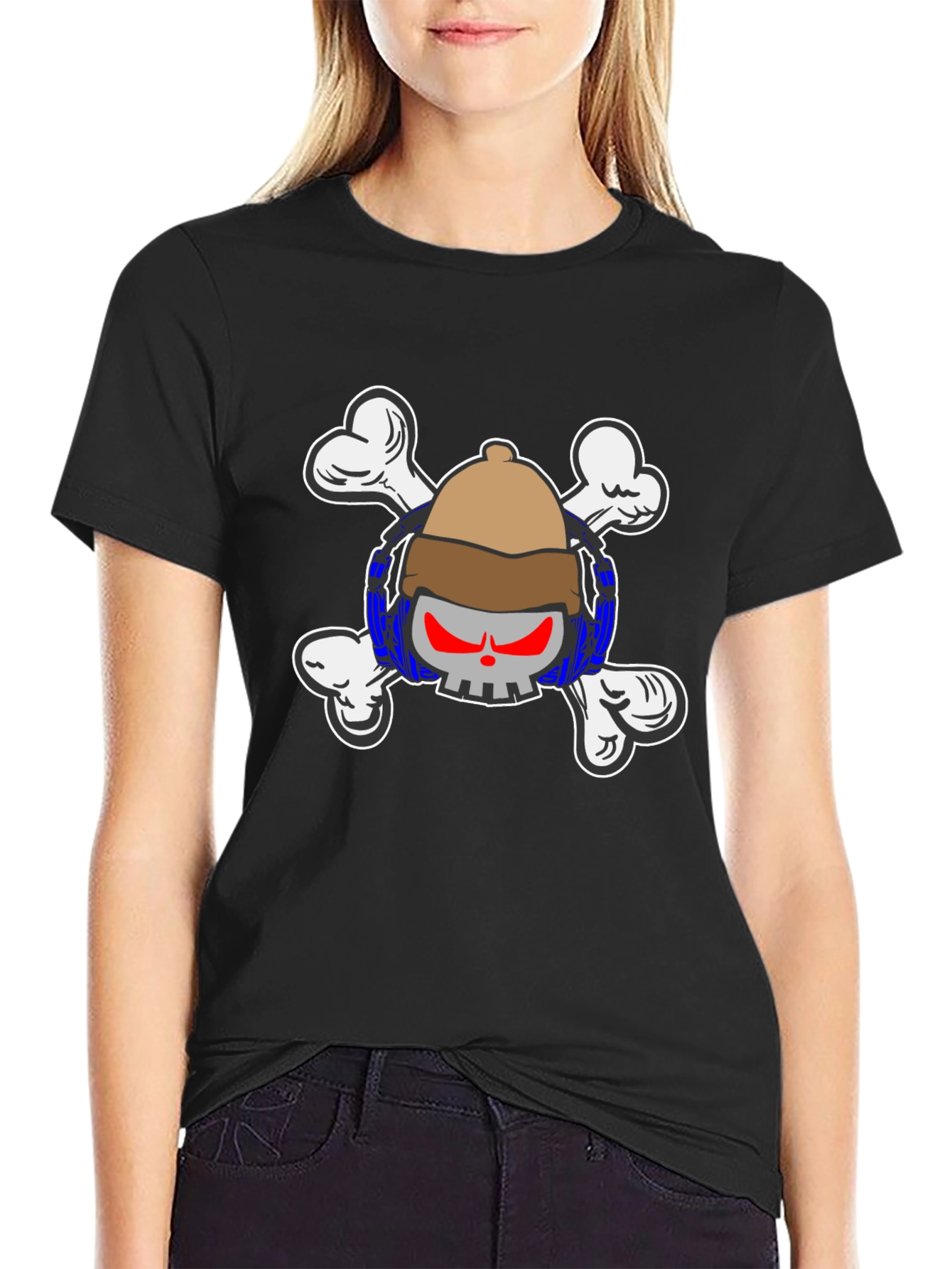 Black Skull & Crossbones T-Shirt - Pirate Design view 2