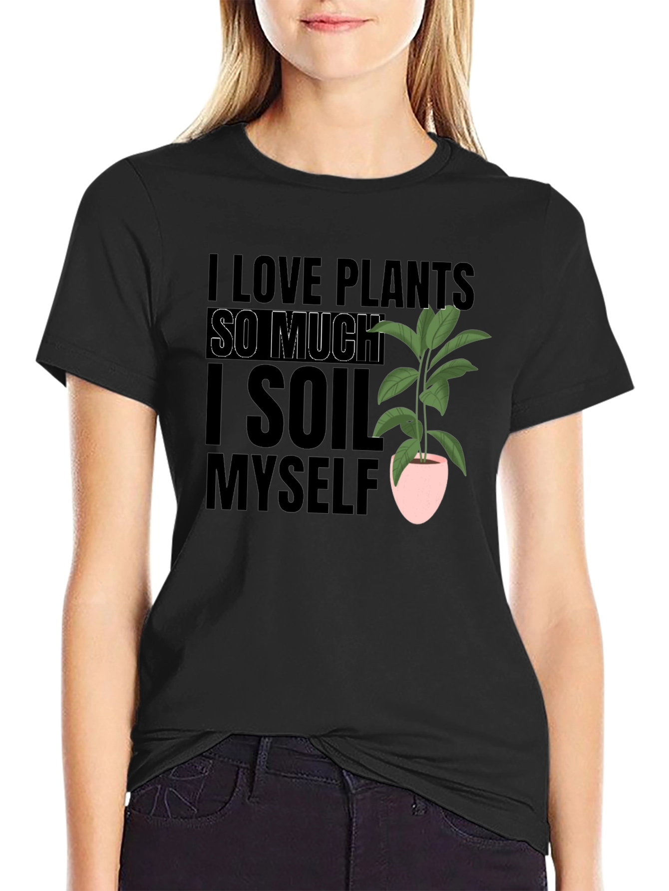 Black I Love Plants T-Shirt Funny Gardening Tee view 2