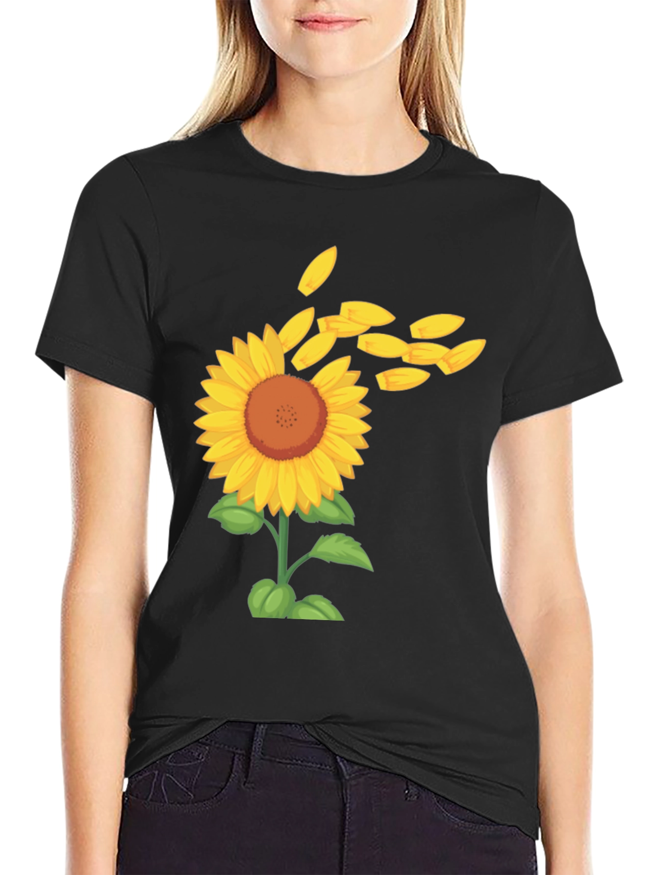 Black Sunflower Petals Men's Black Tee view 2