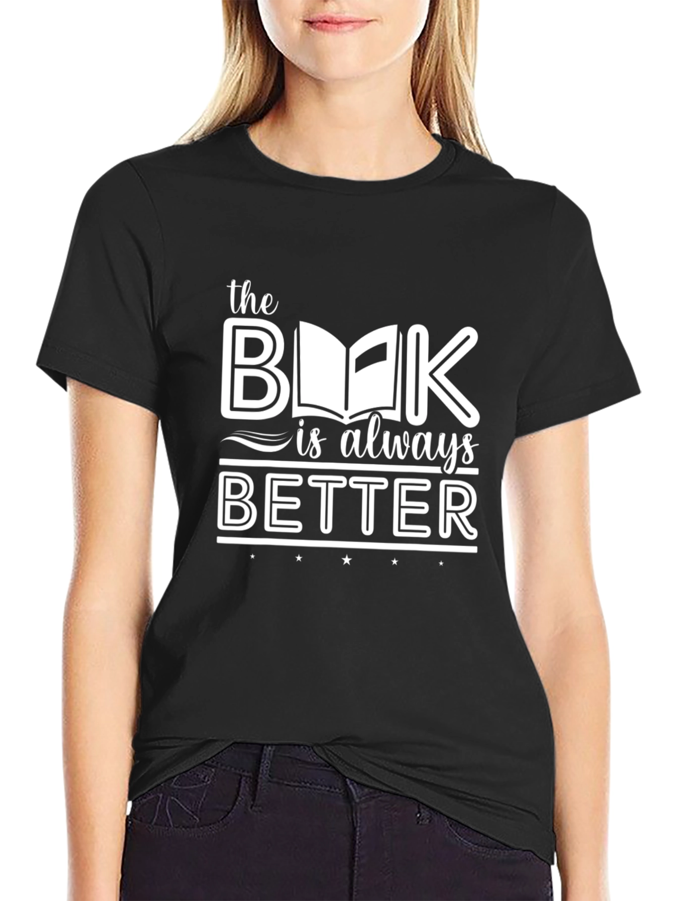 Black The Book is Always Better T-Shirt view 2