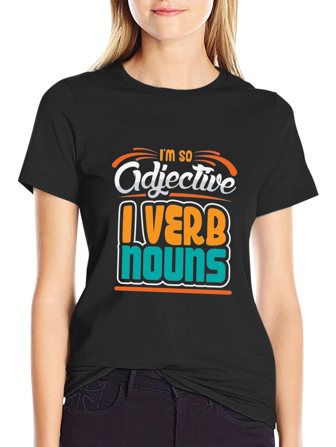 Black Funny Grammar T-Shirt: I'm So Adjective view 2