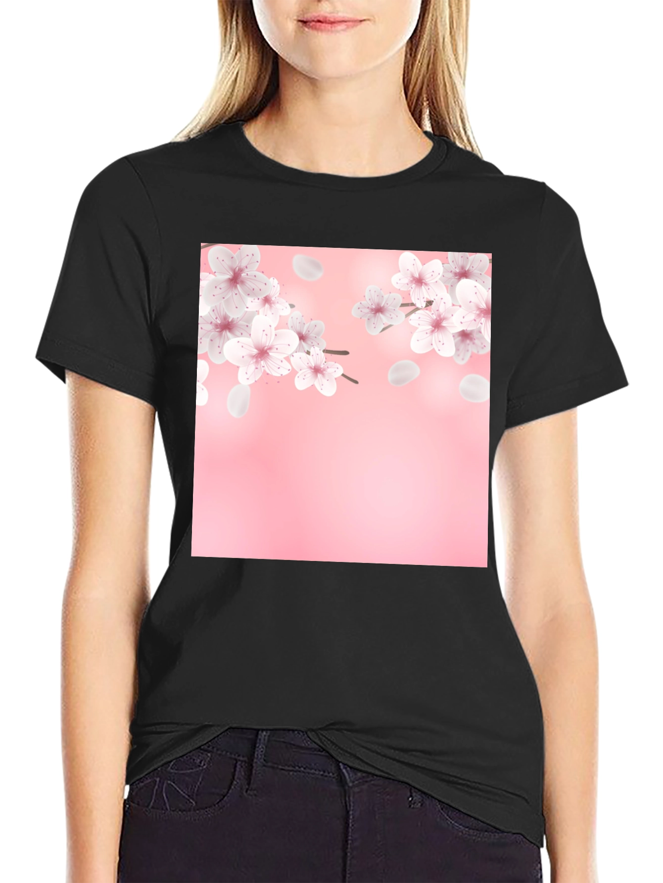 Black Cherry Blossom T-Shirt - Black view 2