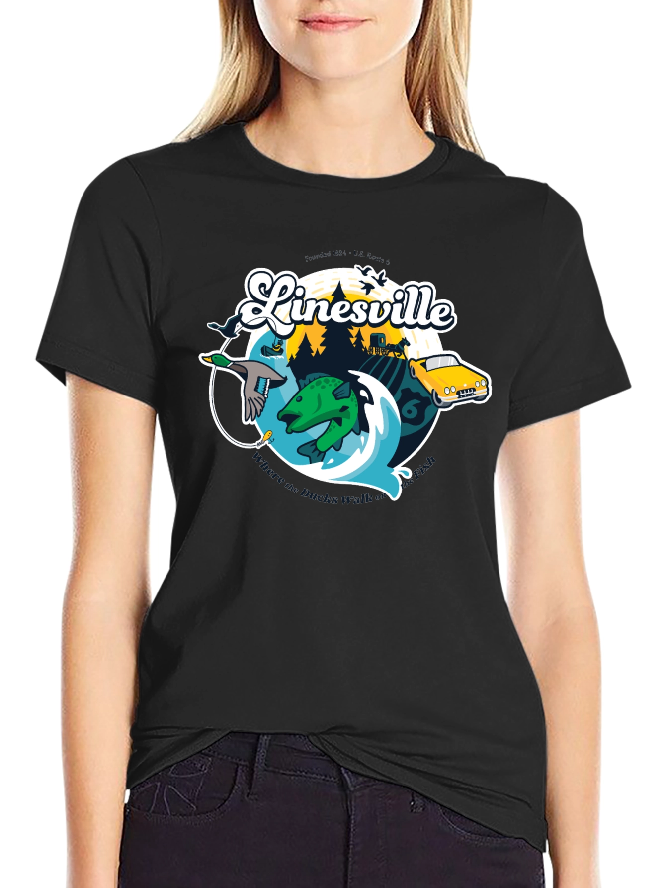 Black Linesville Graphic T-Shirt view 2