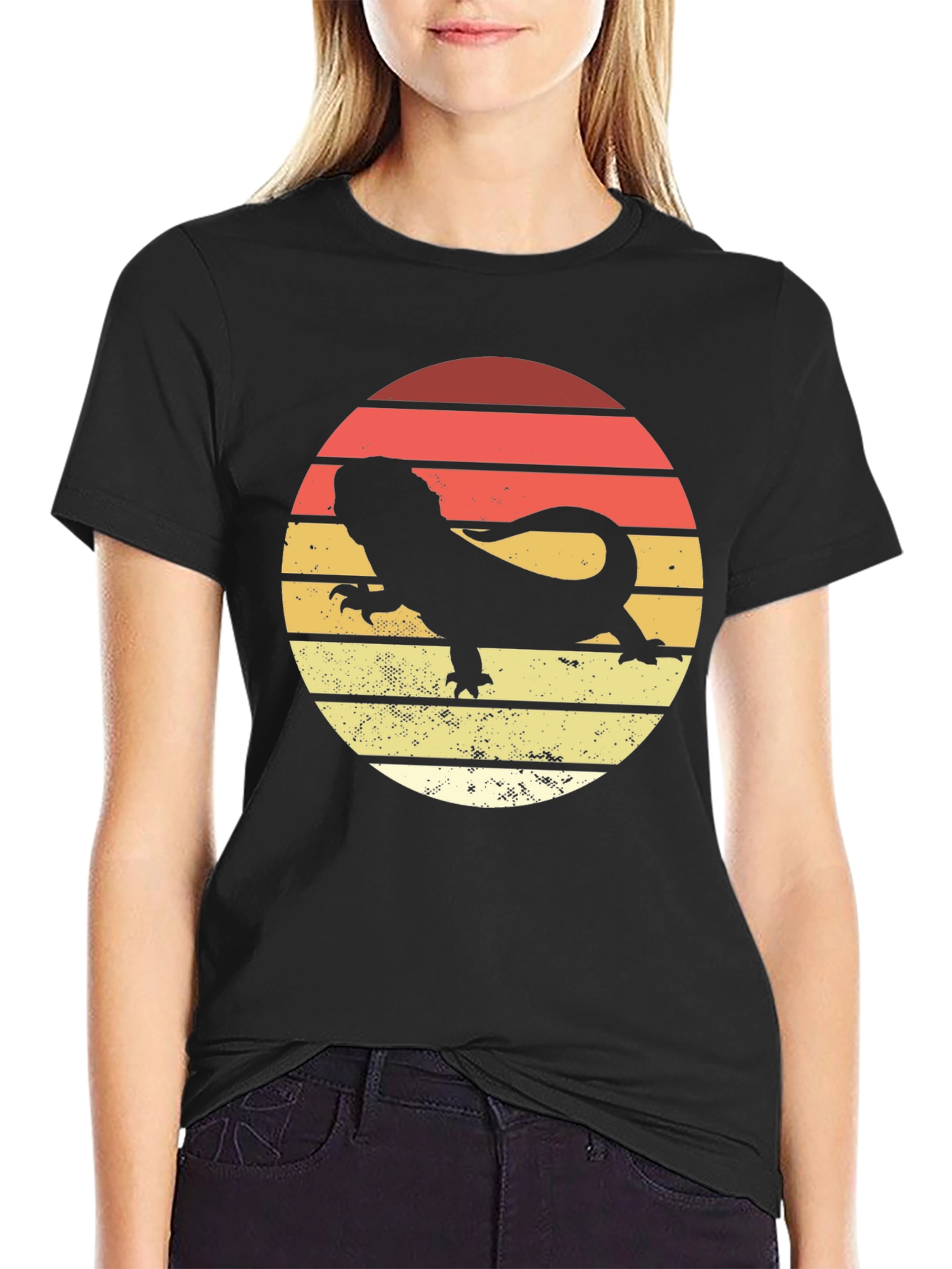 Black Bearded Dragon Sunset T-Shirt view 2
