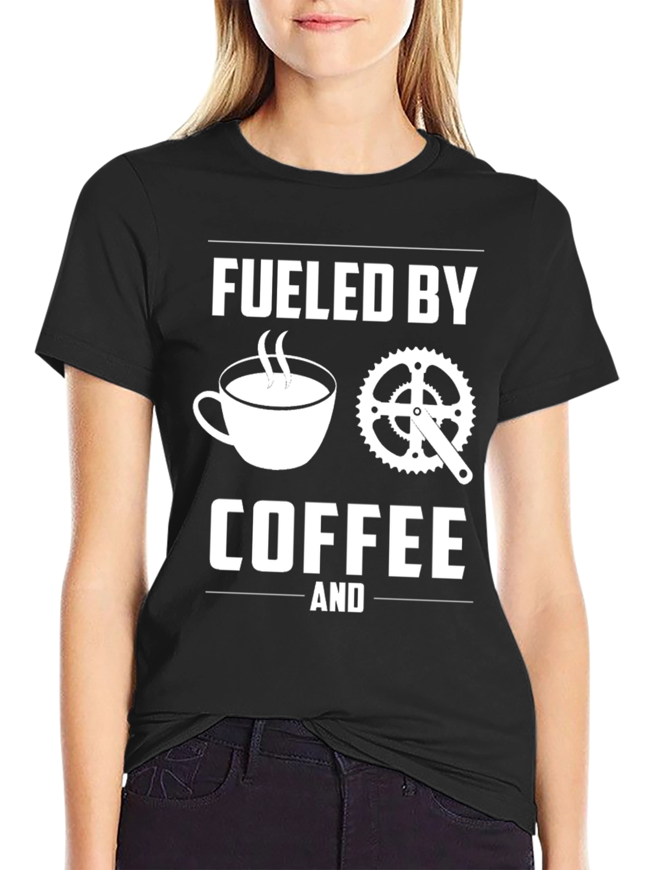Black Fueled By Coffee & Cycling T-Shirt view 2