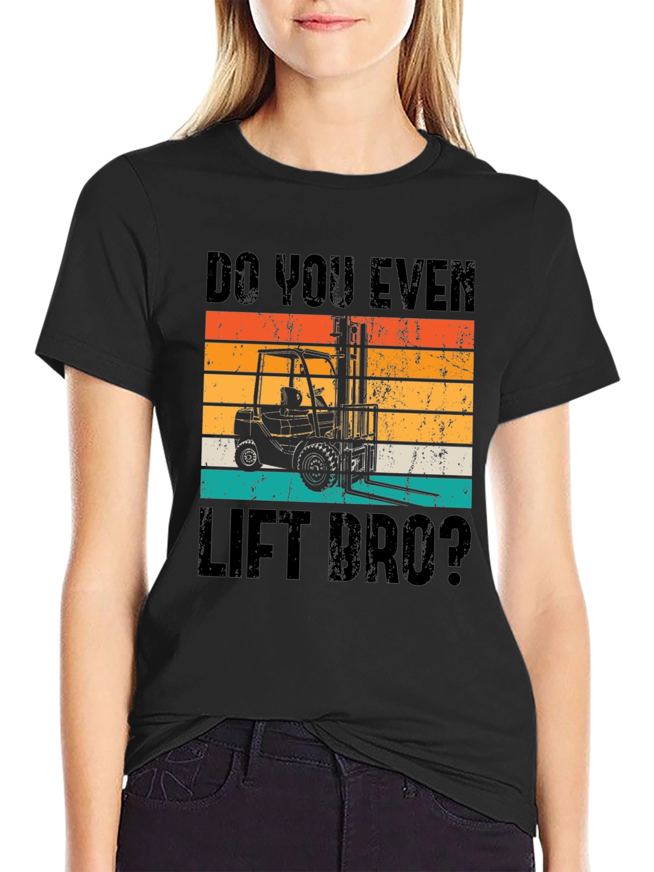 Black Do You Even Lift Bro? Forklift Operator T-Shirt view 2