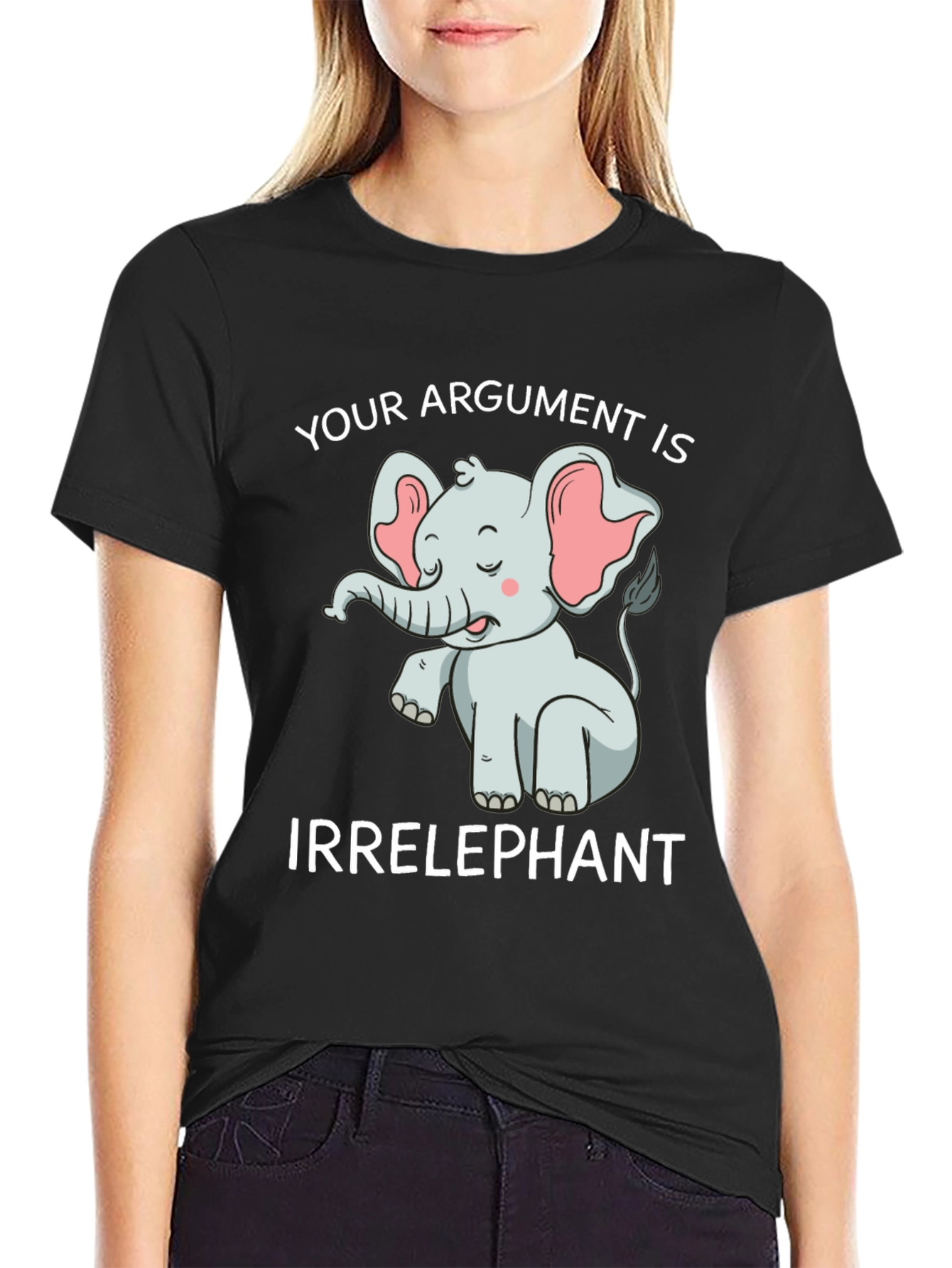 Black Irrelephant T-Shirt: Funny Elephant Argument Tee view 2