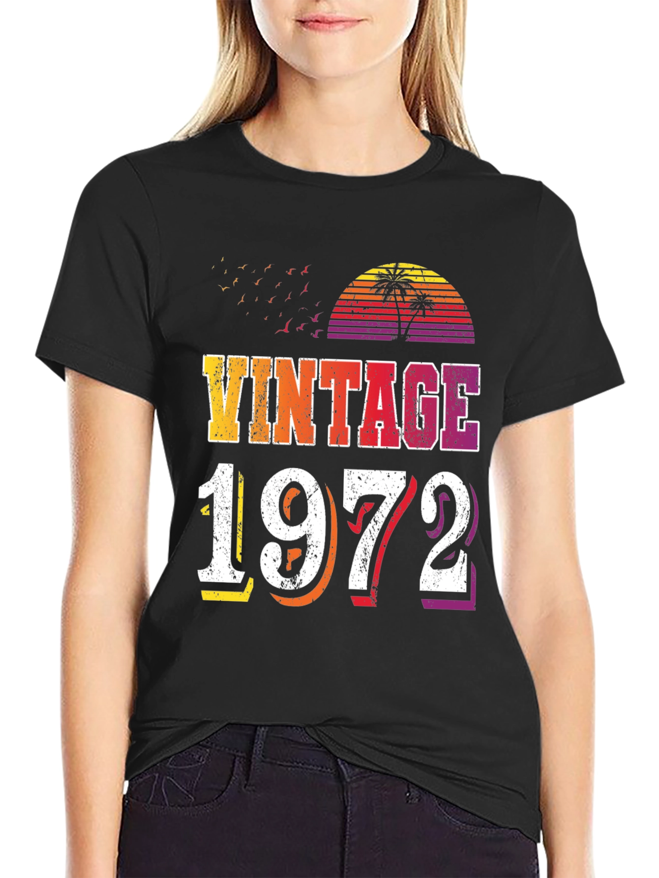 Black Vintage 1972 Graphic T-Shirt Retro Style view 2