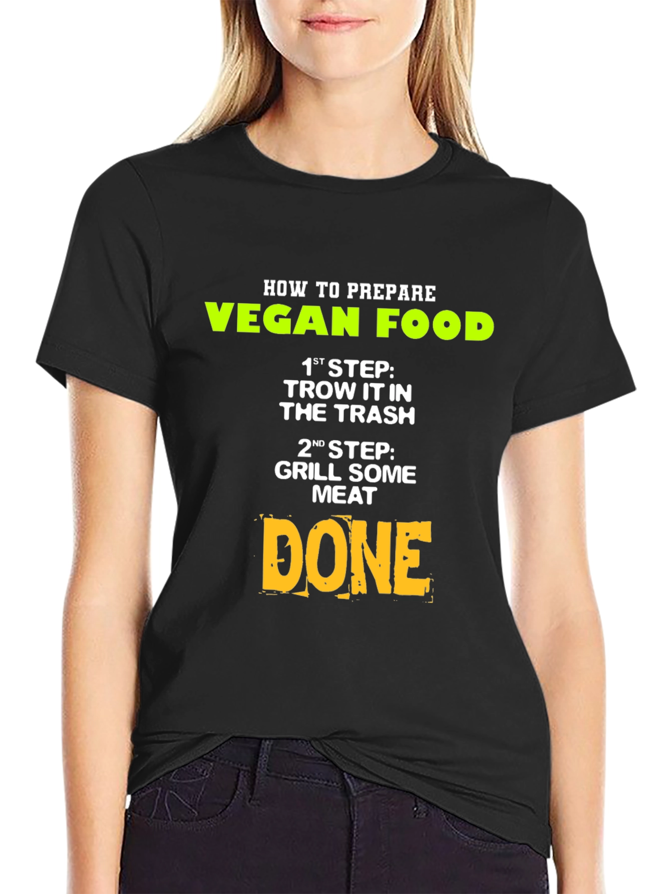 Black Funny Vegan T-Shirt: How to Prepare Vegan Food view 2