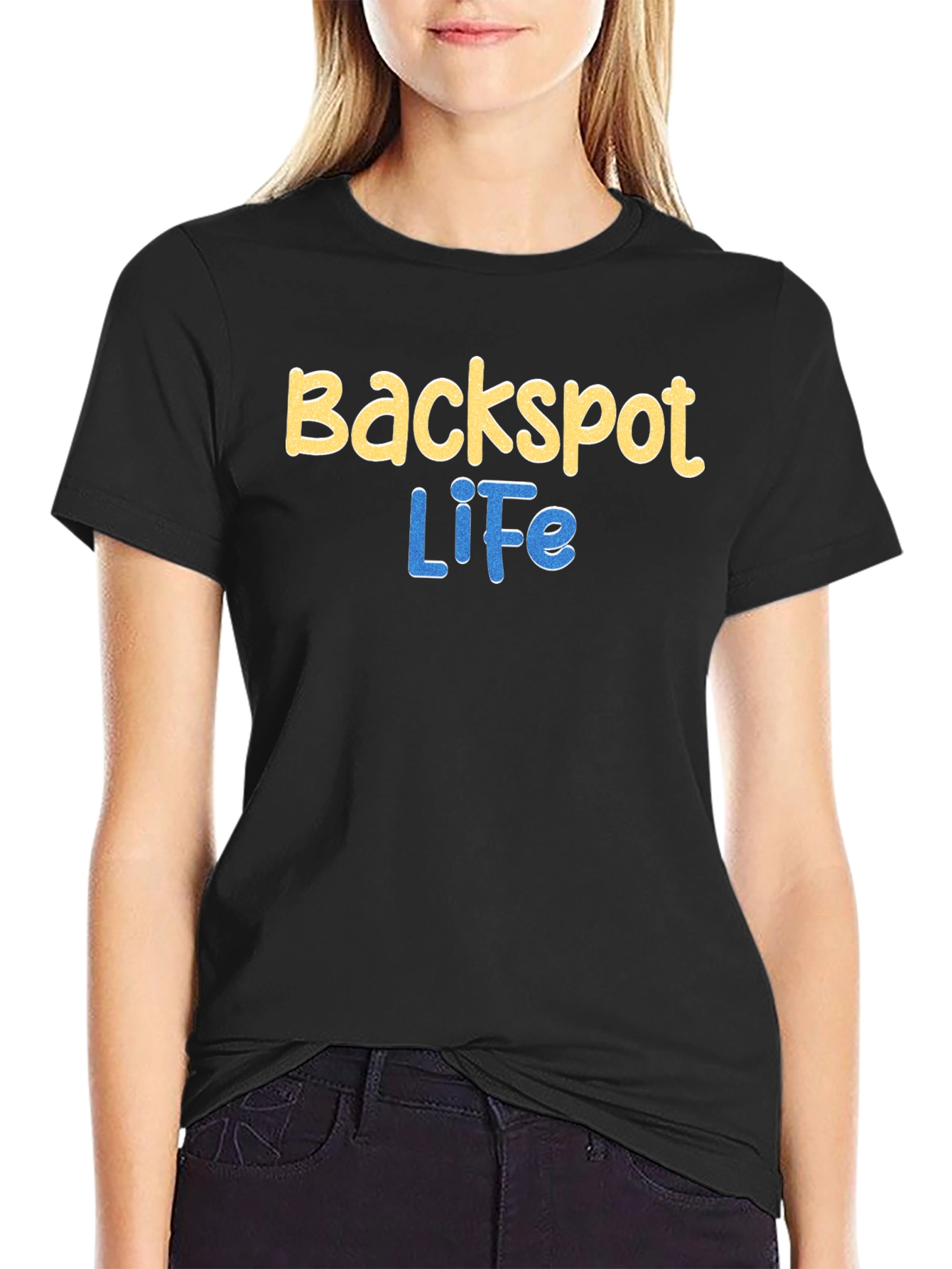 Black Backspot Life Graphic T-Shirt - Cool Casual Wear view 2