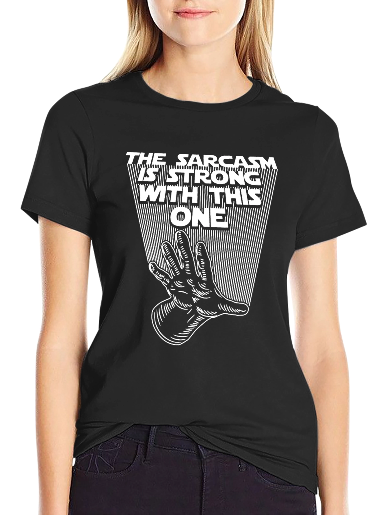 Black Sarcasm Strong T-Shirt - Funny Graphic Tee view 2