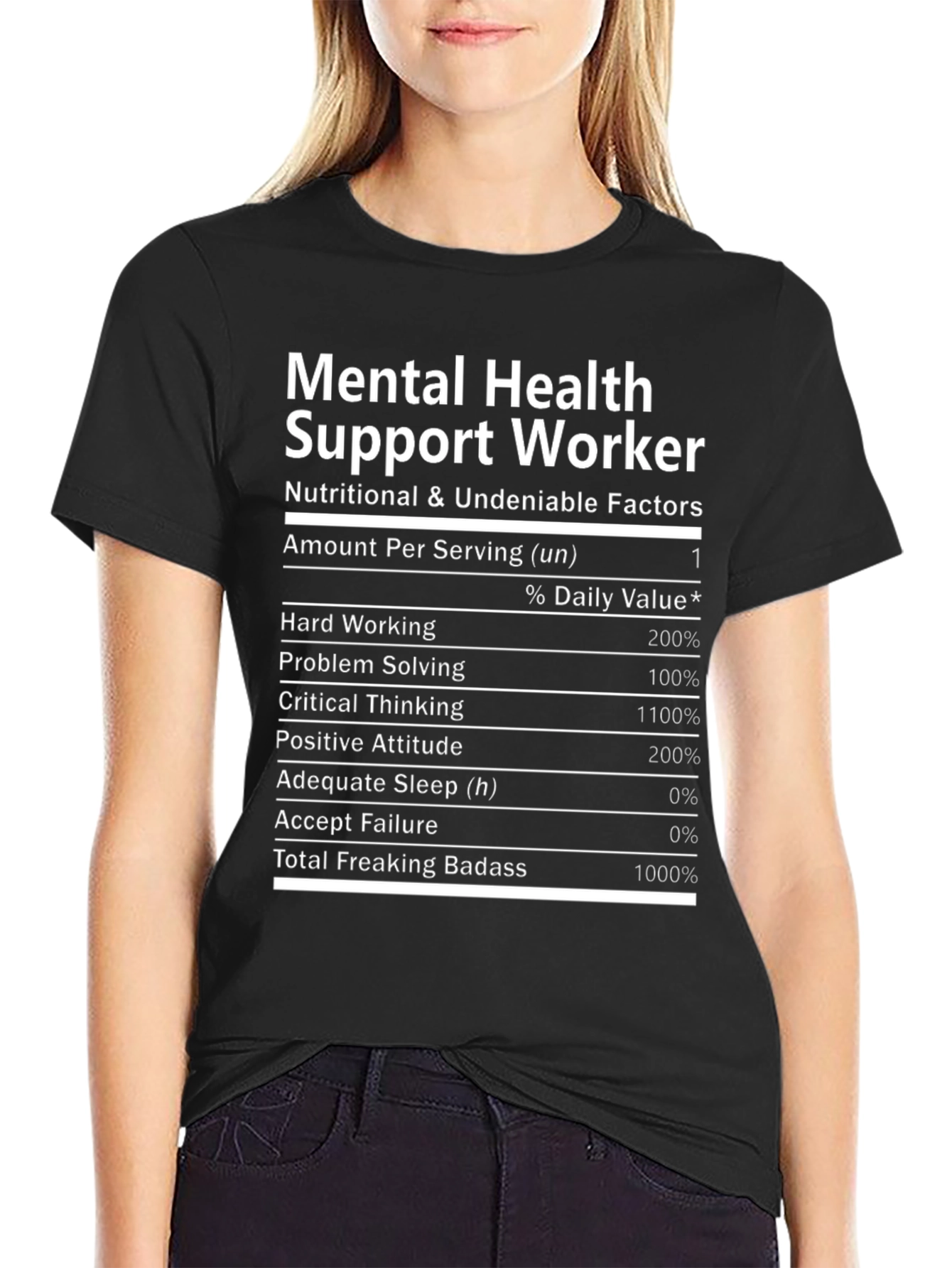 Black Mental Health Support Worker T-Shirt view 2