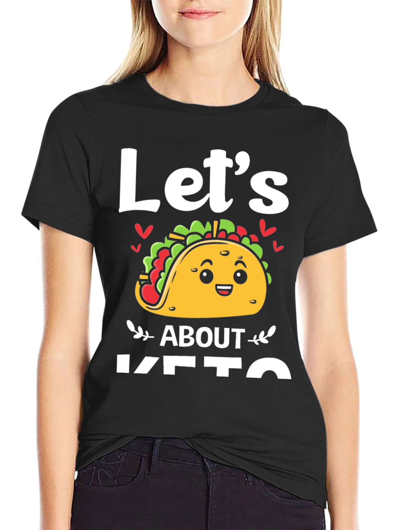 Black Let's Taco About Keto T-Shirt view 2