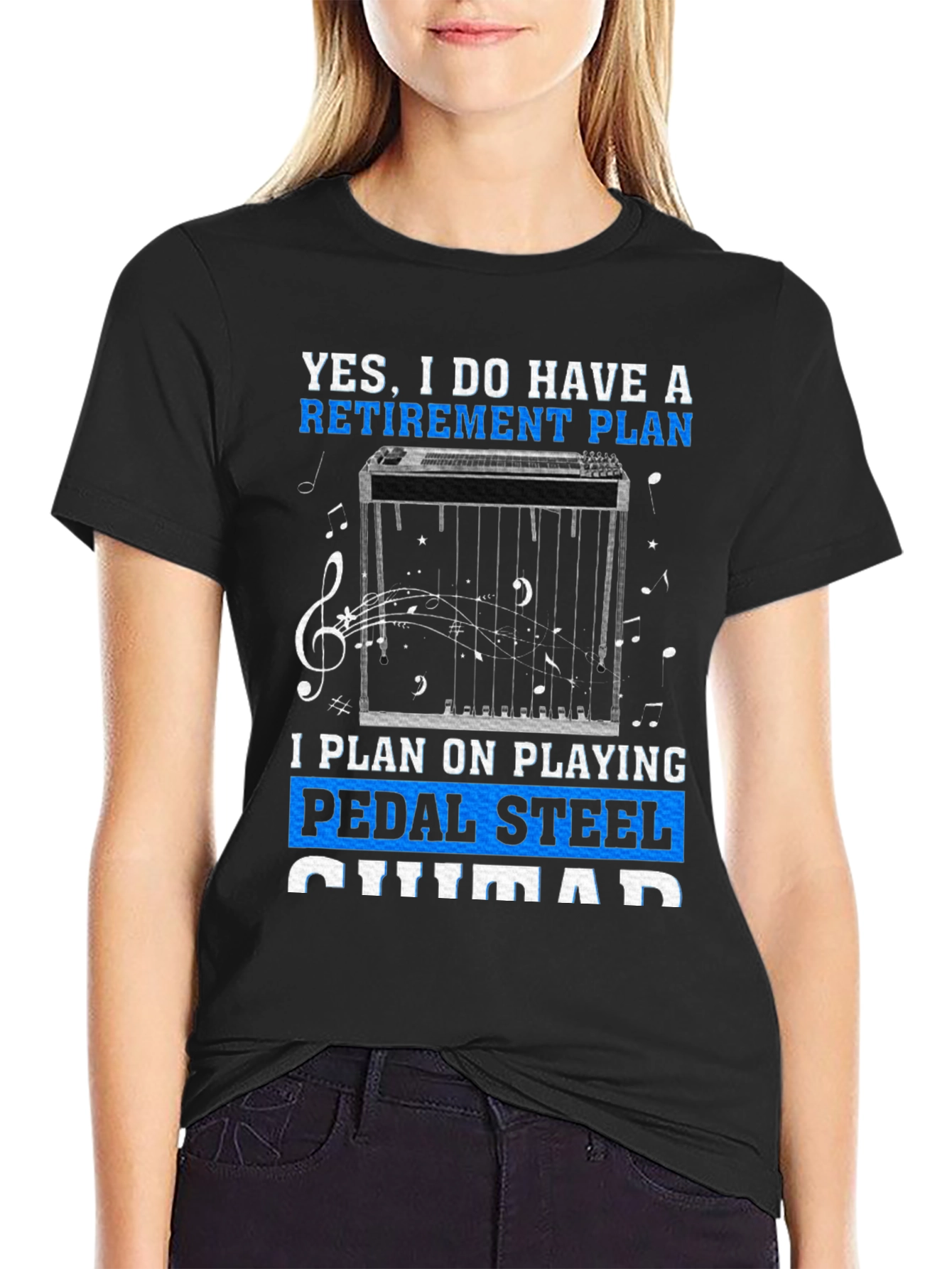 Black Retirement Pedal Steel Guitar T-Shirt view 2
