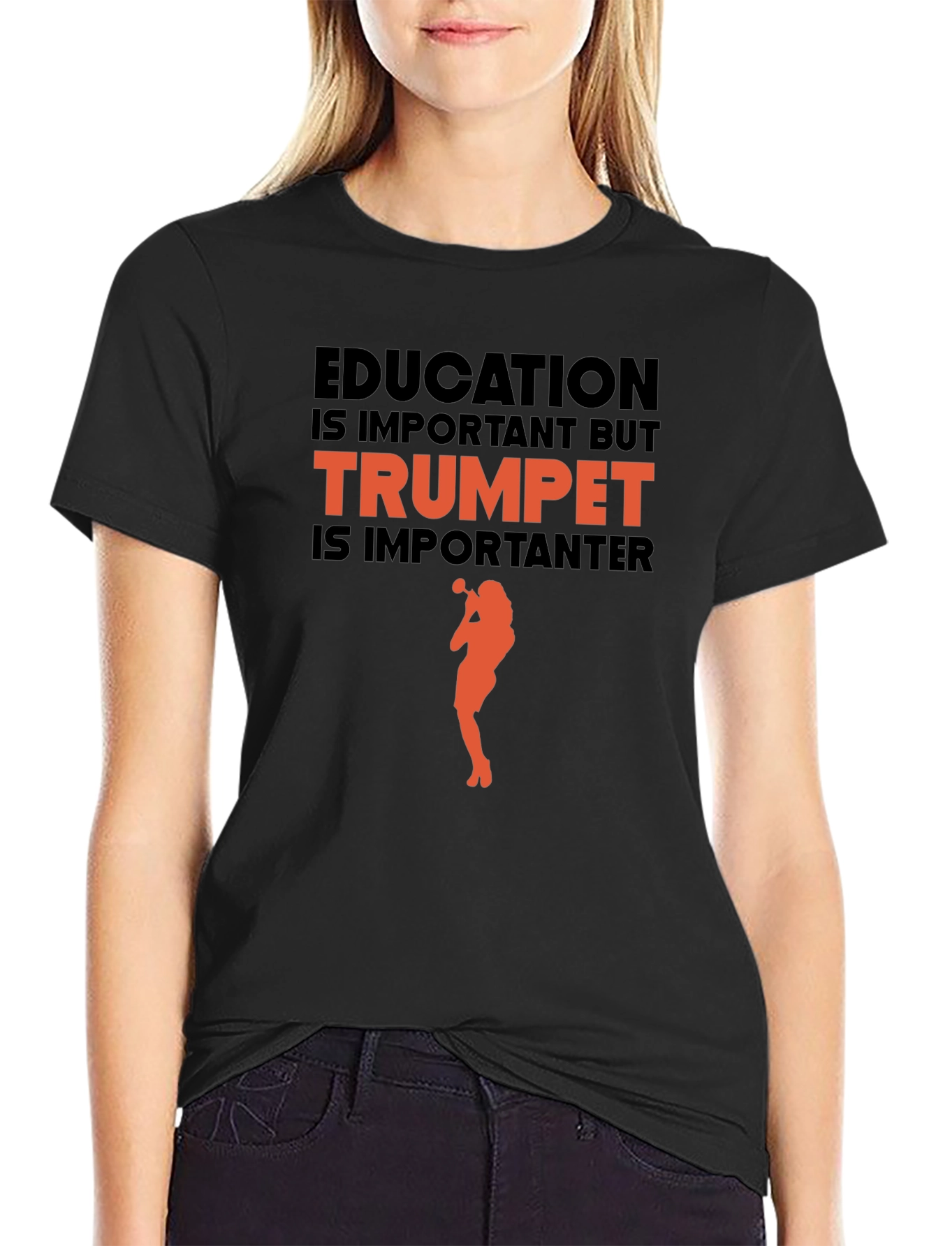 Black Trumpet is Importanter T-Shirt - Musician Gift view 2