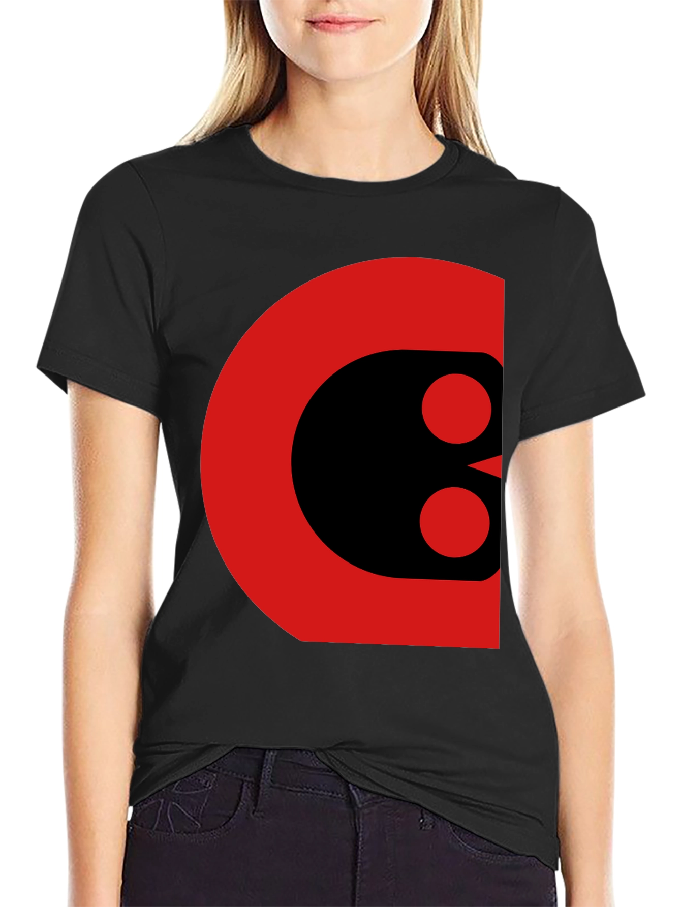 Black Bold Graphic Tee - Abstract Red and Black Design view 2