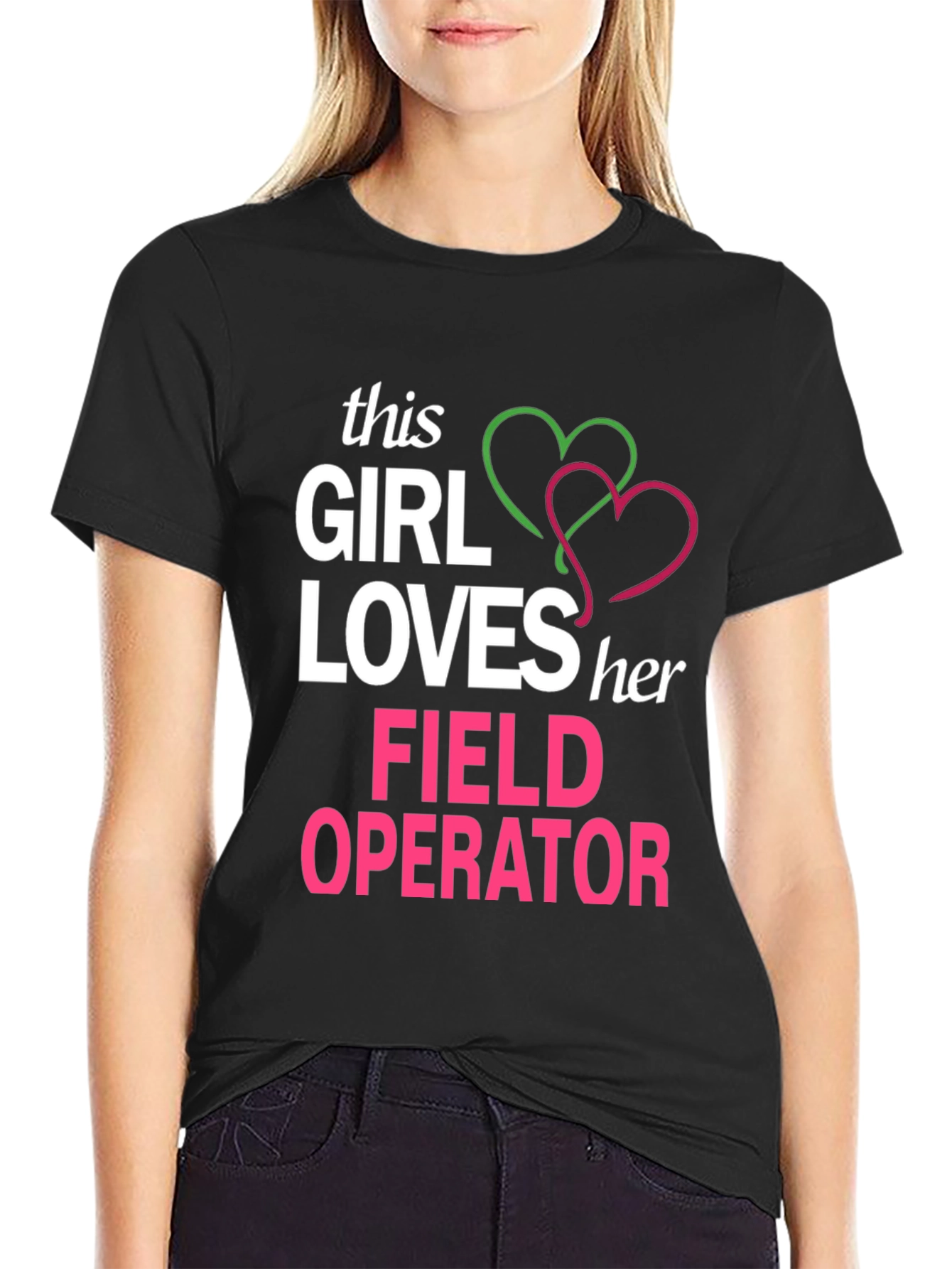 Black This Girl Loves Her Field Operator T-Shirt view 2