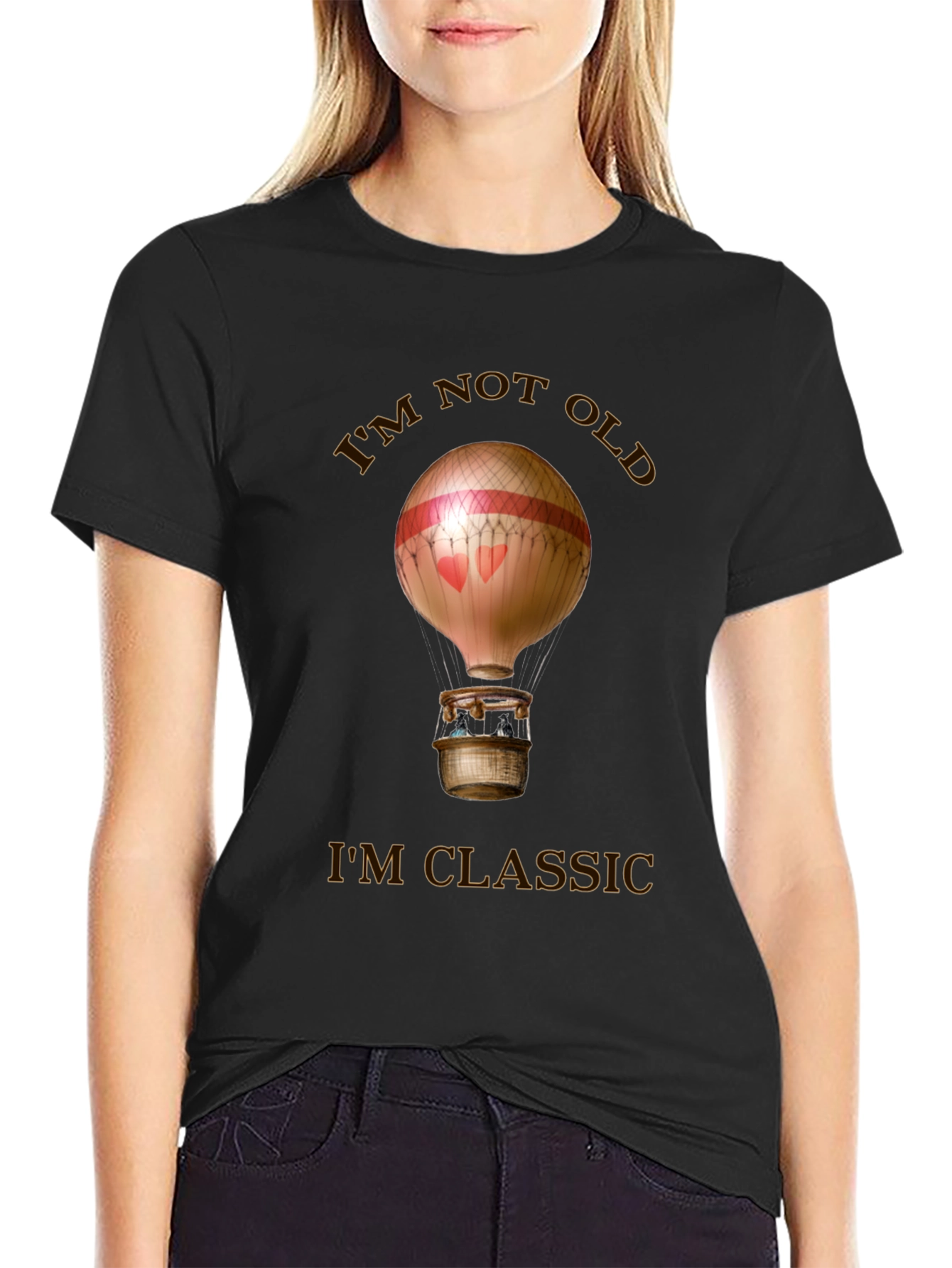 Black Classic Balloon Graphic Tee - "I'm Not Old, I'm Classic" view 2