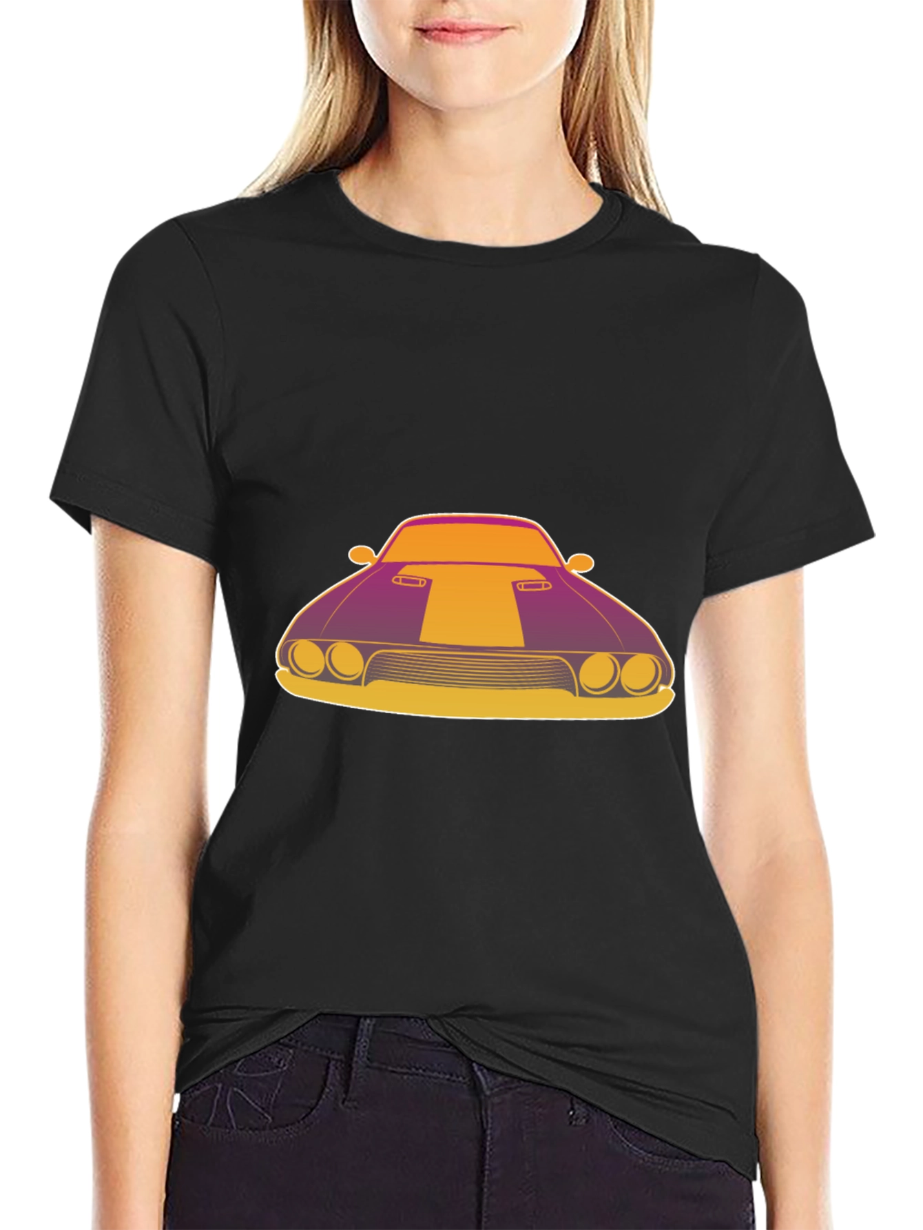 Black Retro Muscle Car Graphic T-Shirt - Black view 2