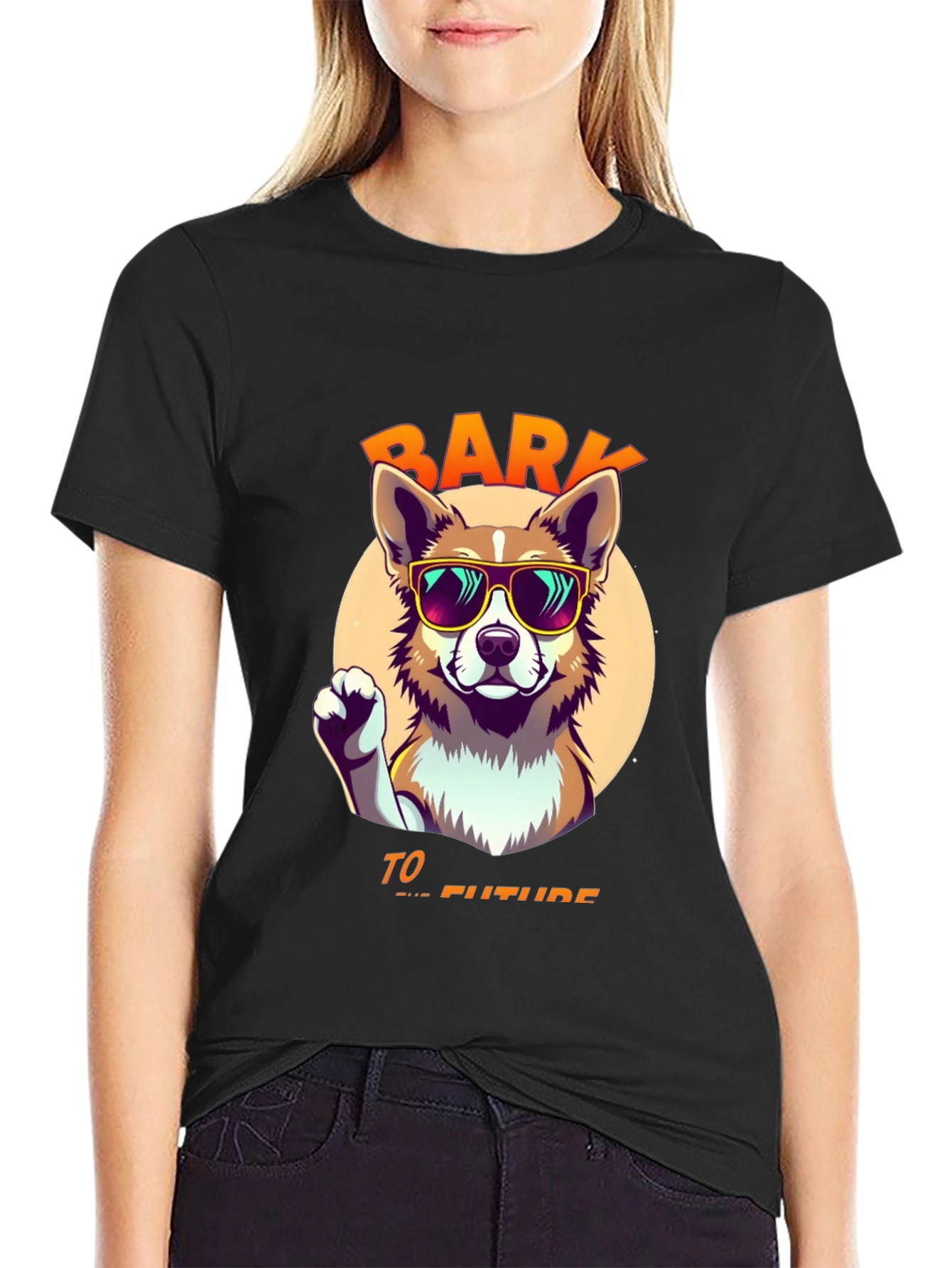 Black Bark to the Future Dog T-Shirt view 2