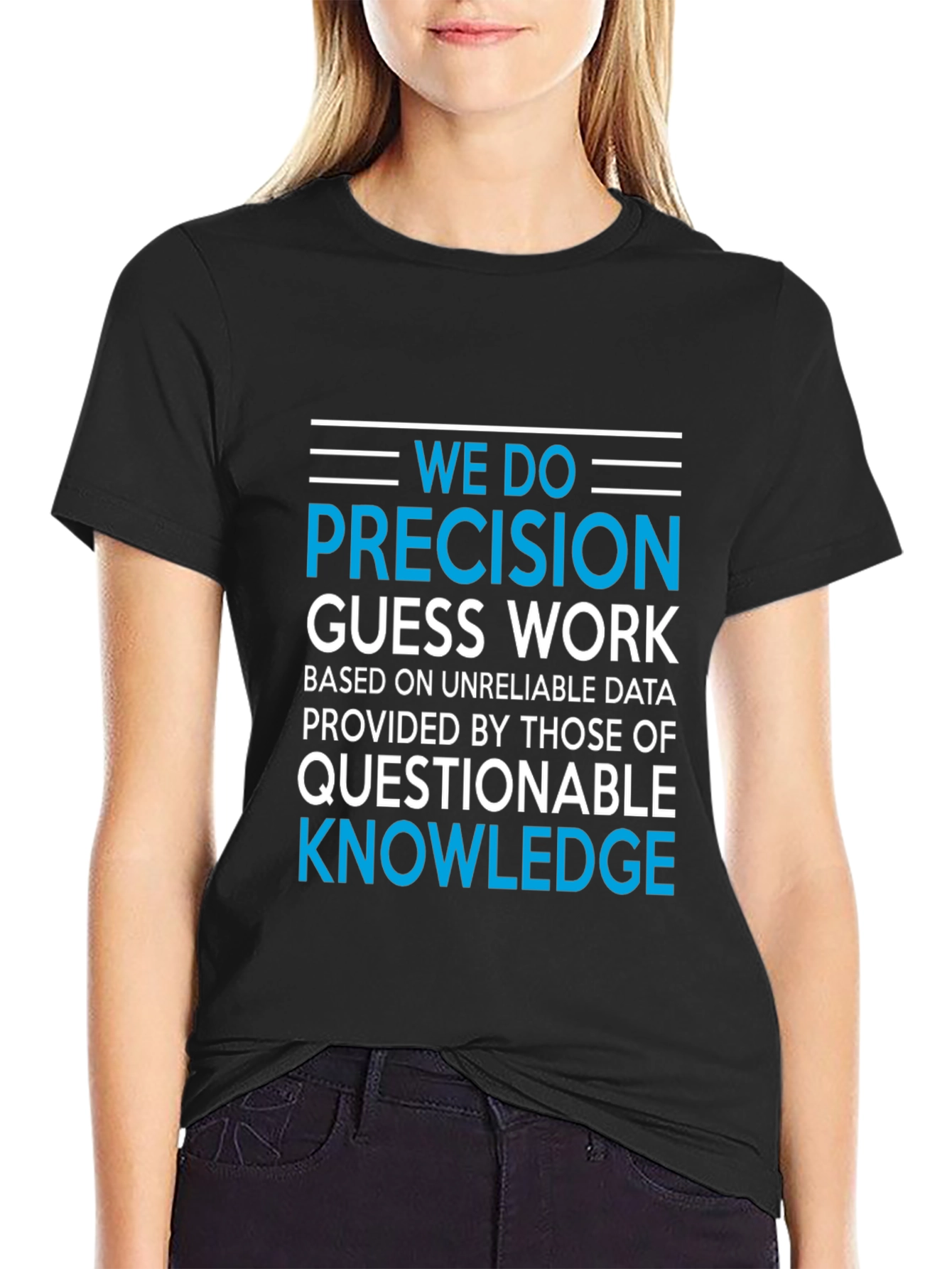 Black Precision Guesswork T-Shirt - Funny Data Analyst Tee view 2