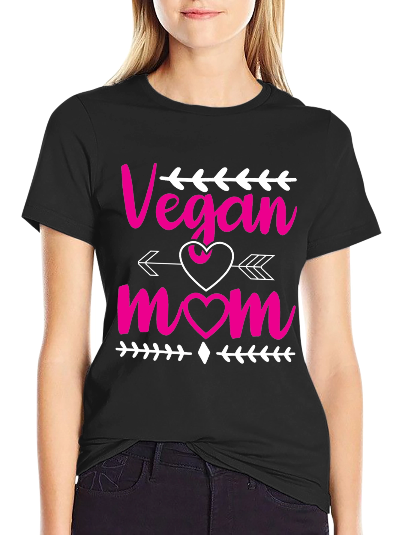 Black Vegan Mom Graphic T-Shirt - Black view 2