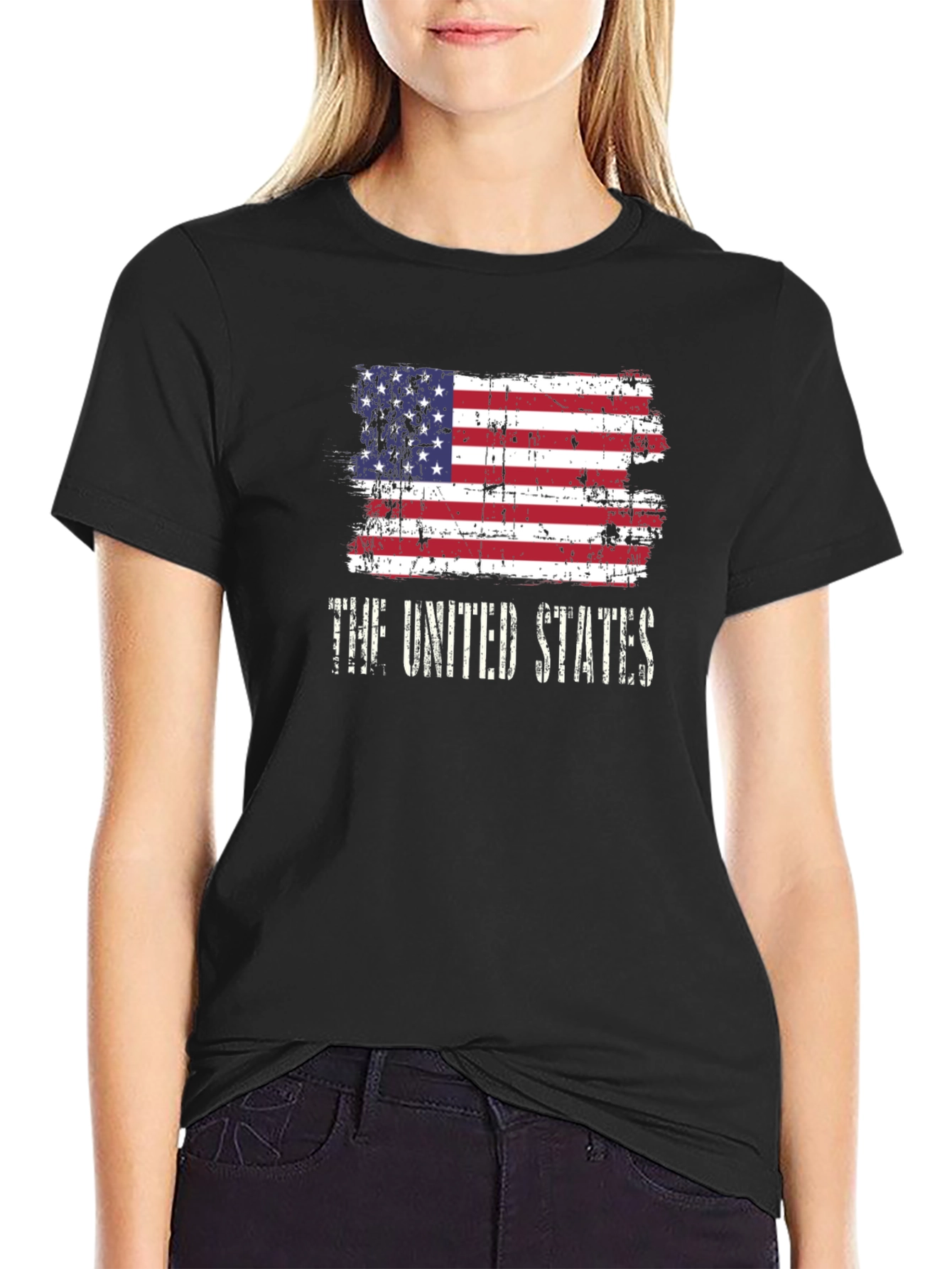 Black USA Flag T-Shirt Patriotic United States Vintage Look view 2