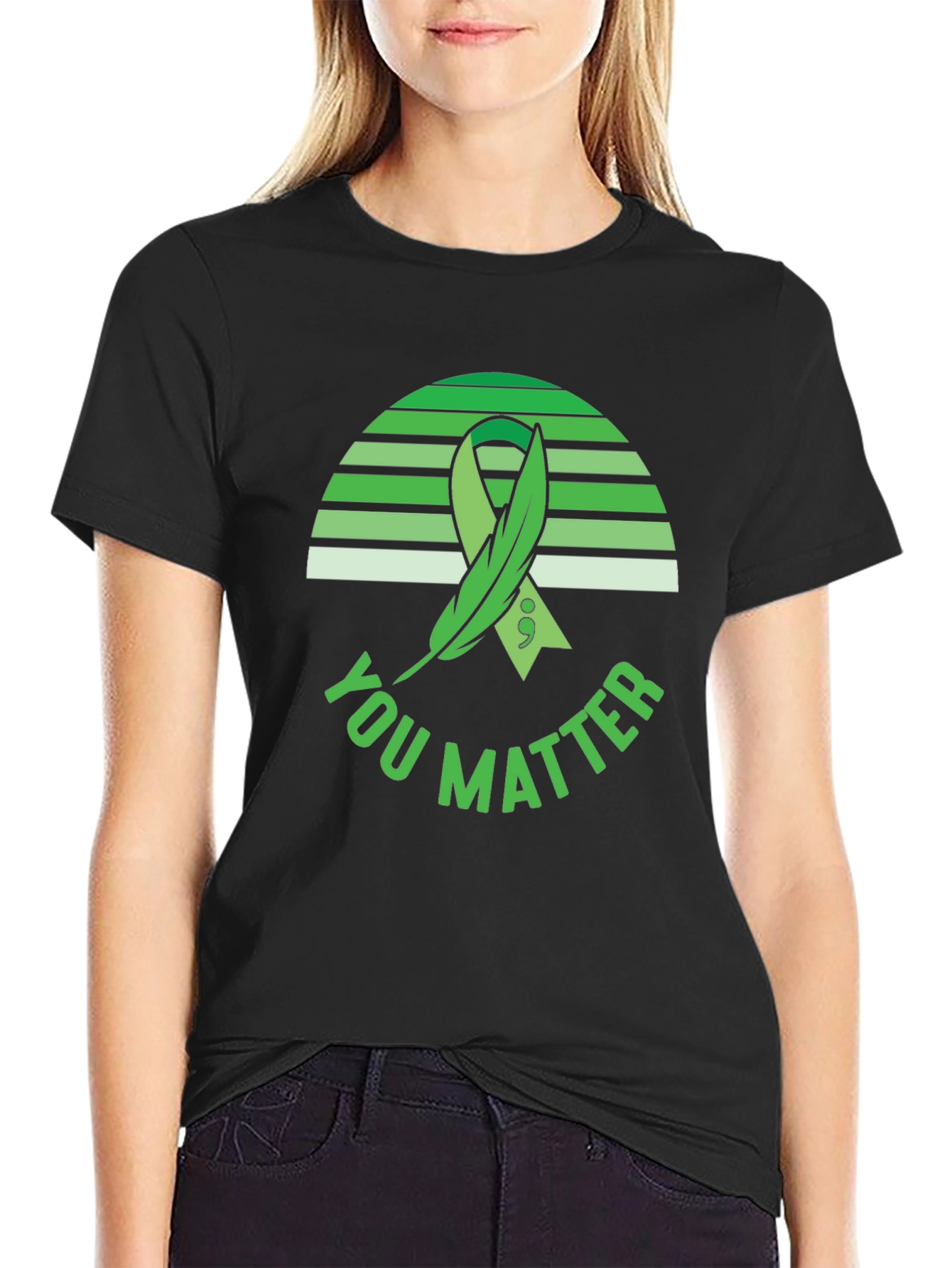 Black You Matter T-Shirt: Mental Health Awareness view 2