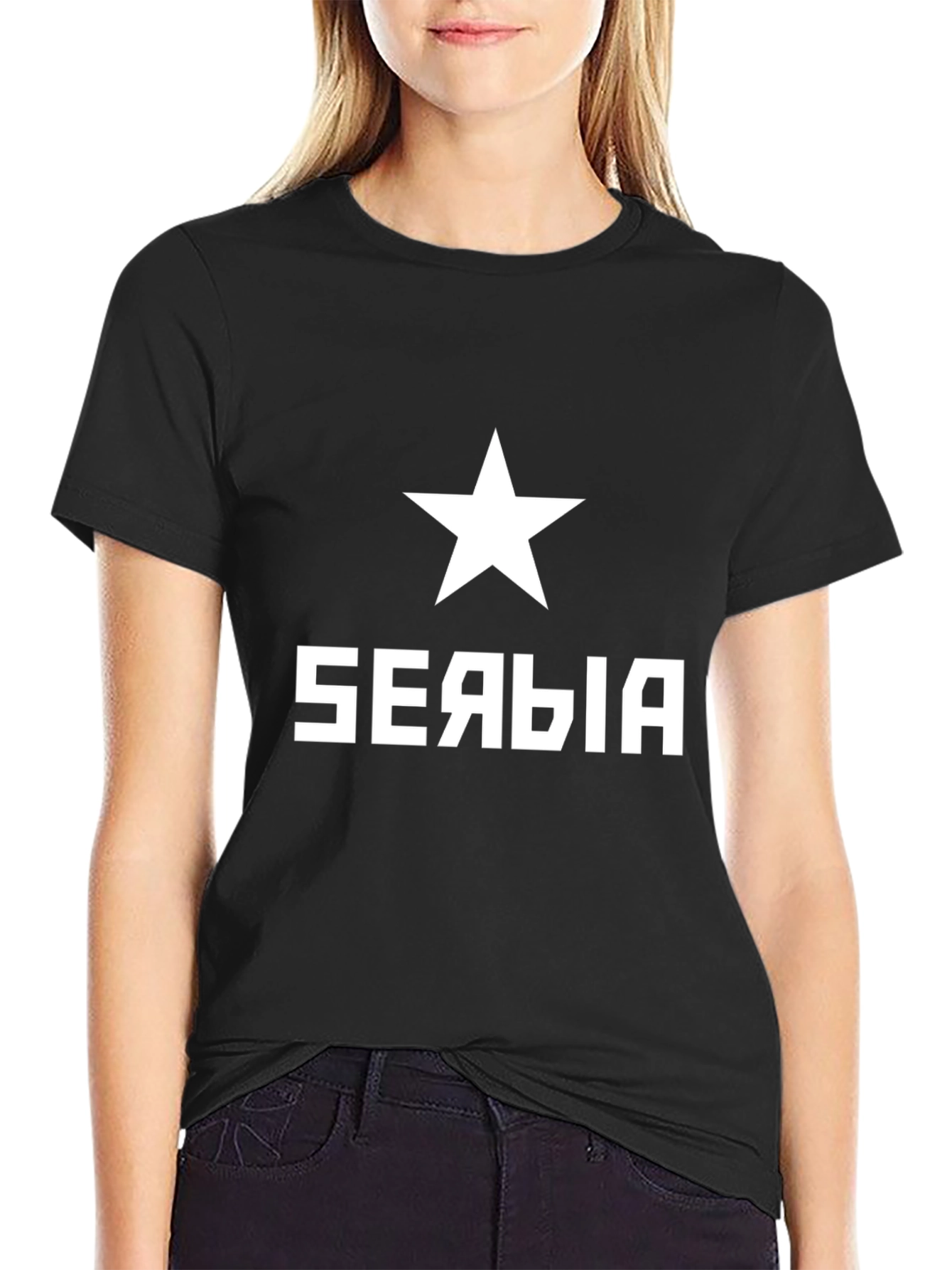 Serbia Star Graphic Tee - Men's Black T-Shirt - 2