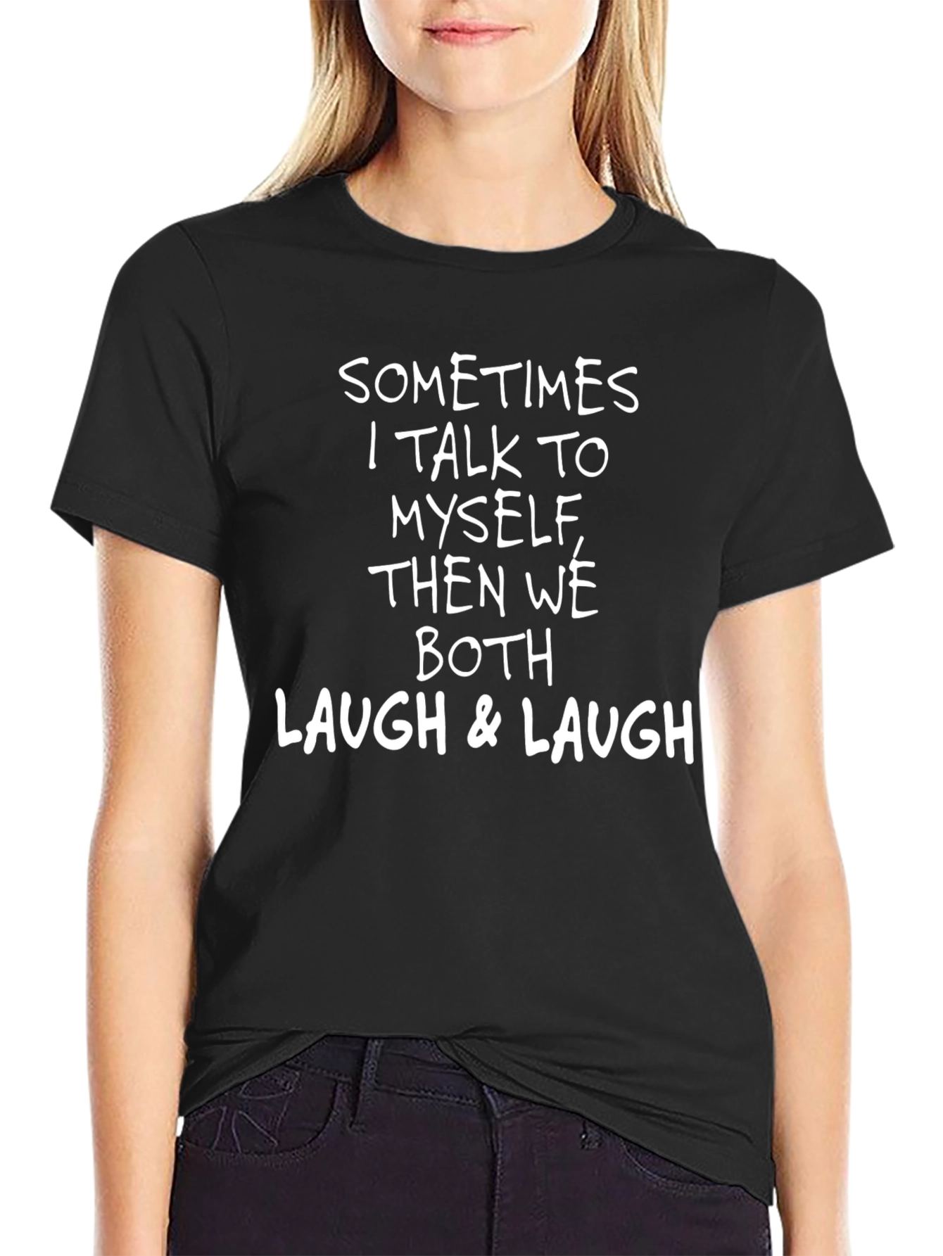 Black Funny Men's Black T-Shirt - "Sometimes I Talk to Myself" Graphic Tee view 2
