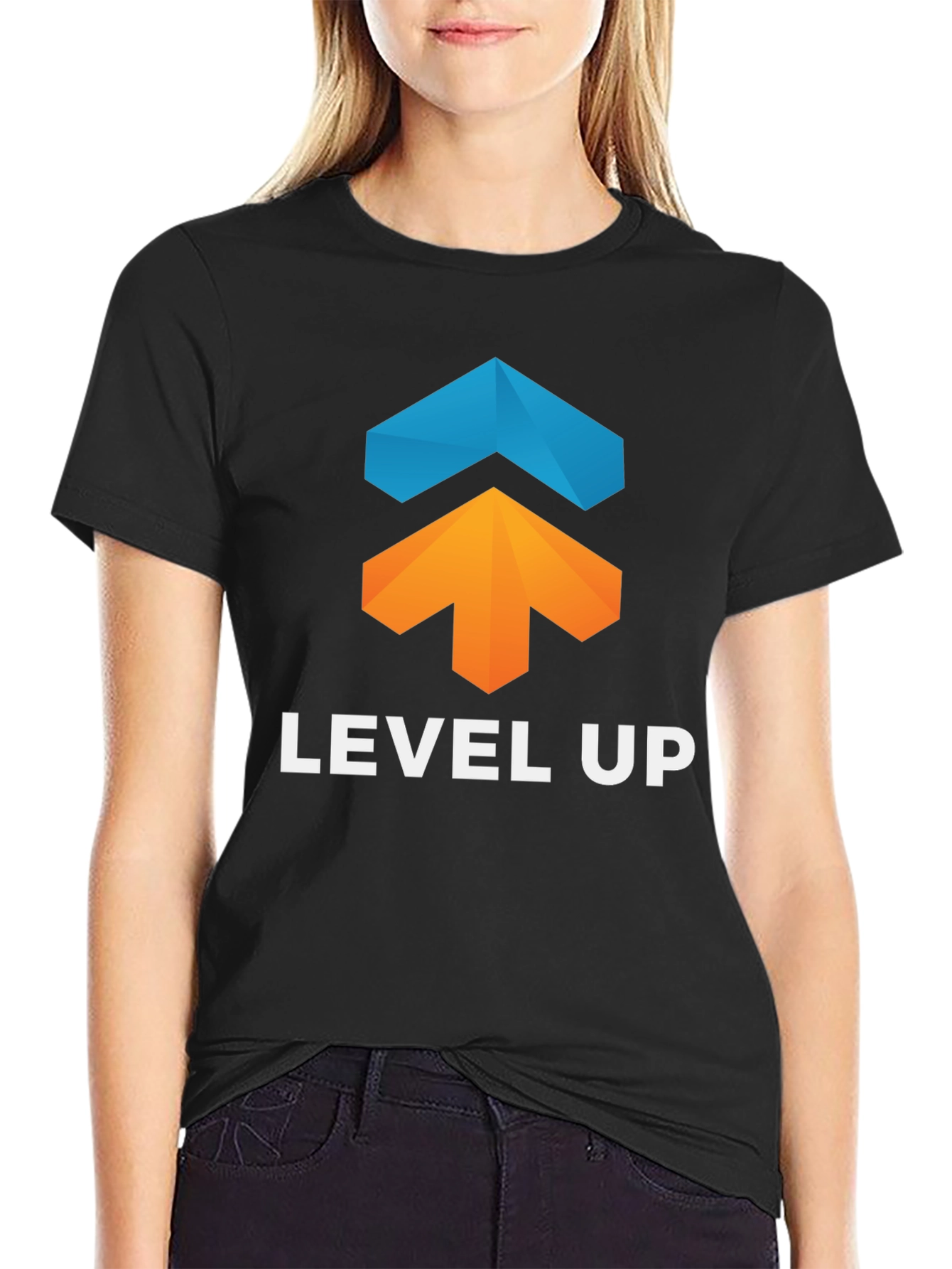Level Up Graphic Tee - Black Cotton Blend - 2