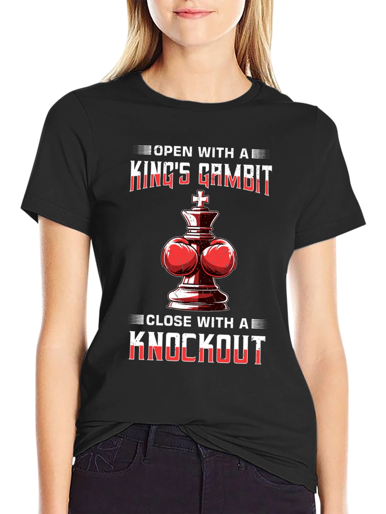 Black King's Gambit Chess Knockout Graphic Tee view 2