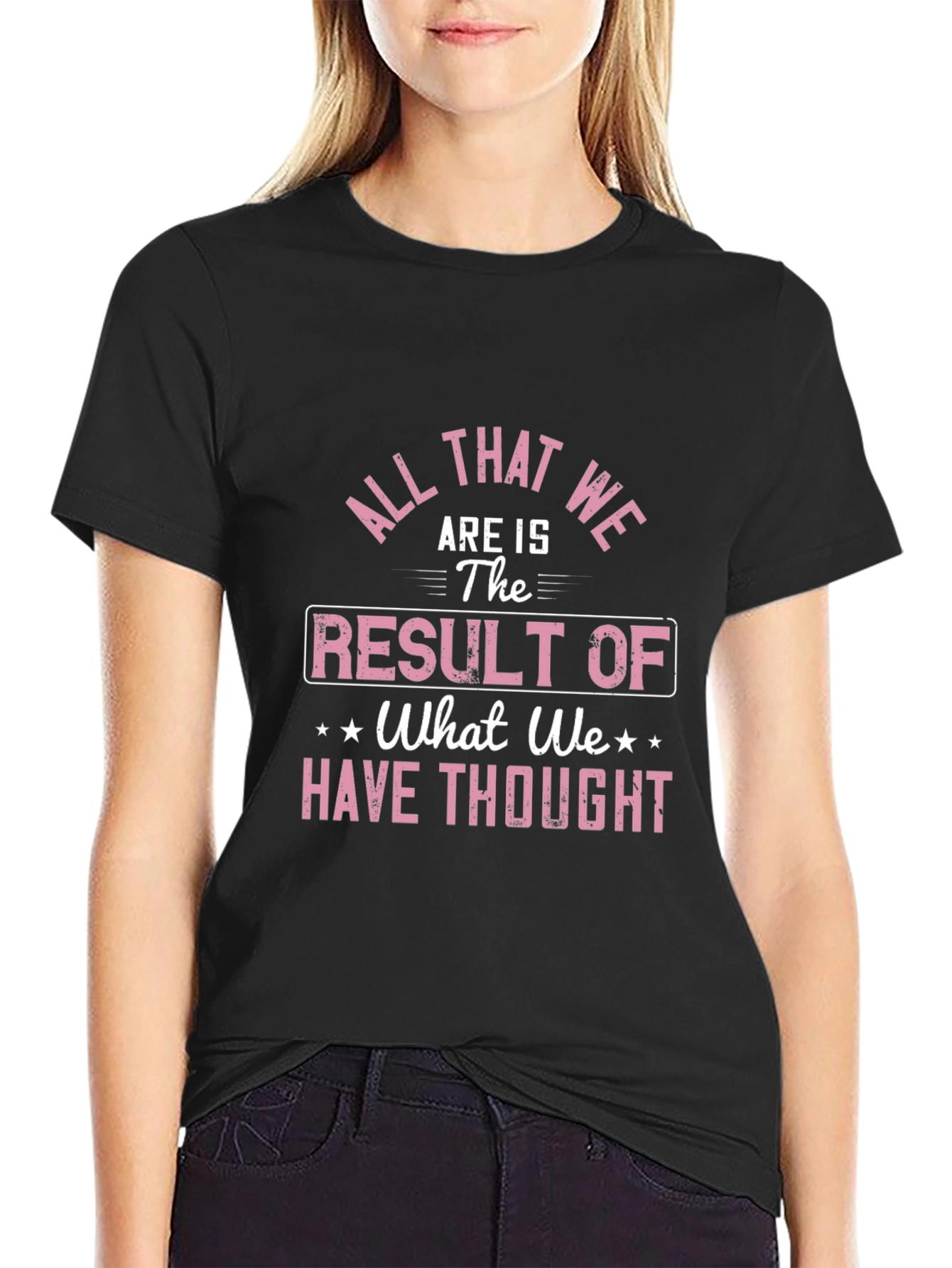Black Inspirational Quote T-Shirt - "Result of Thought" view 2