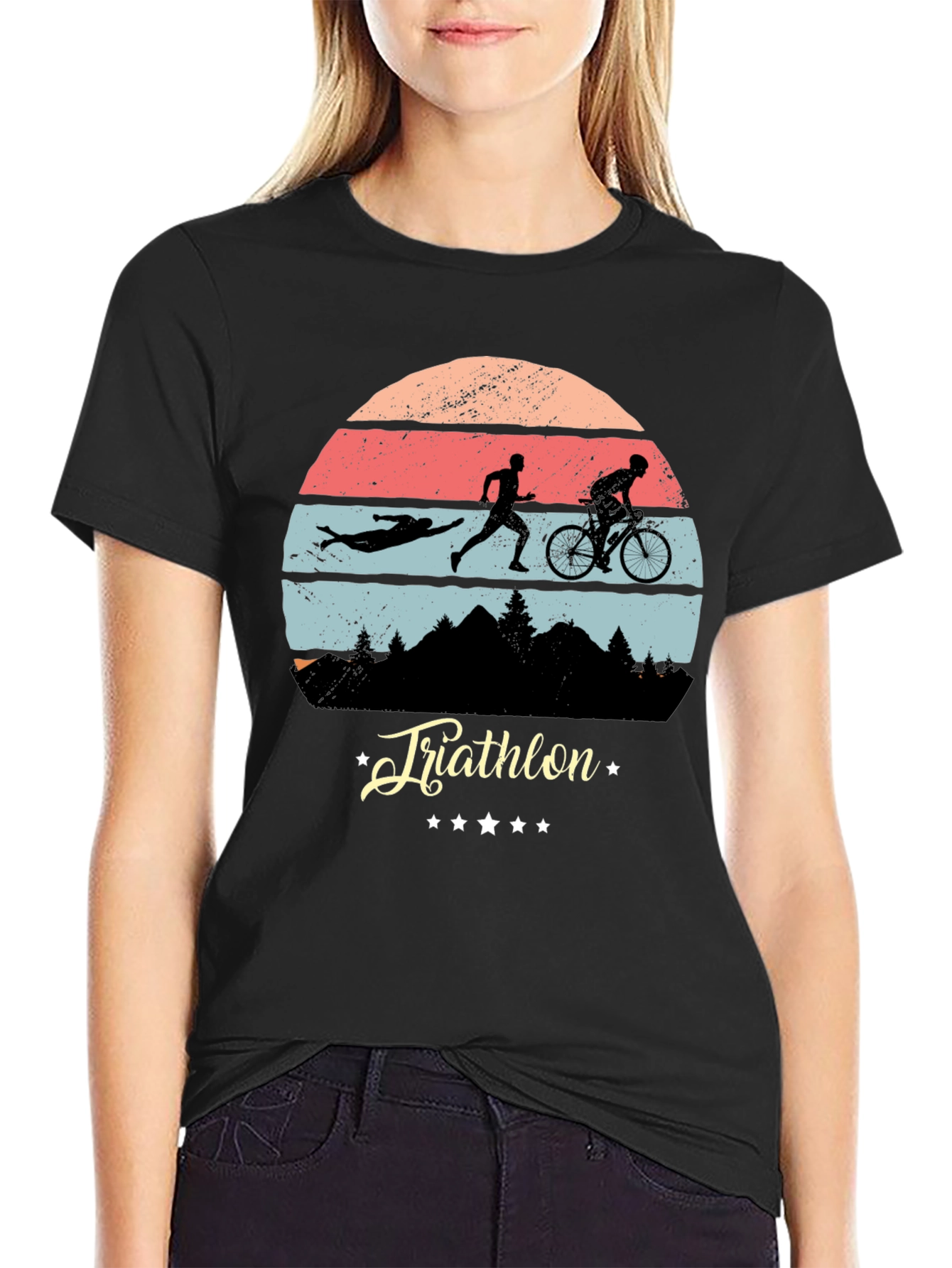 Black Triathlon Silhouette T-Shirt view 2