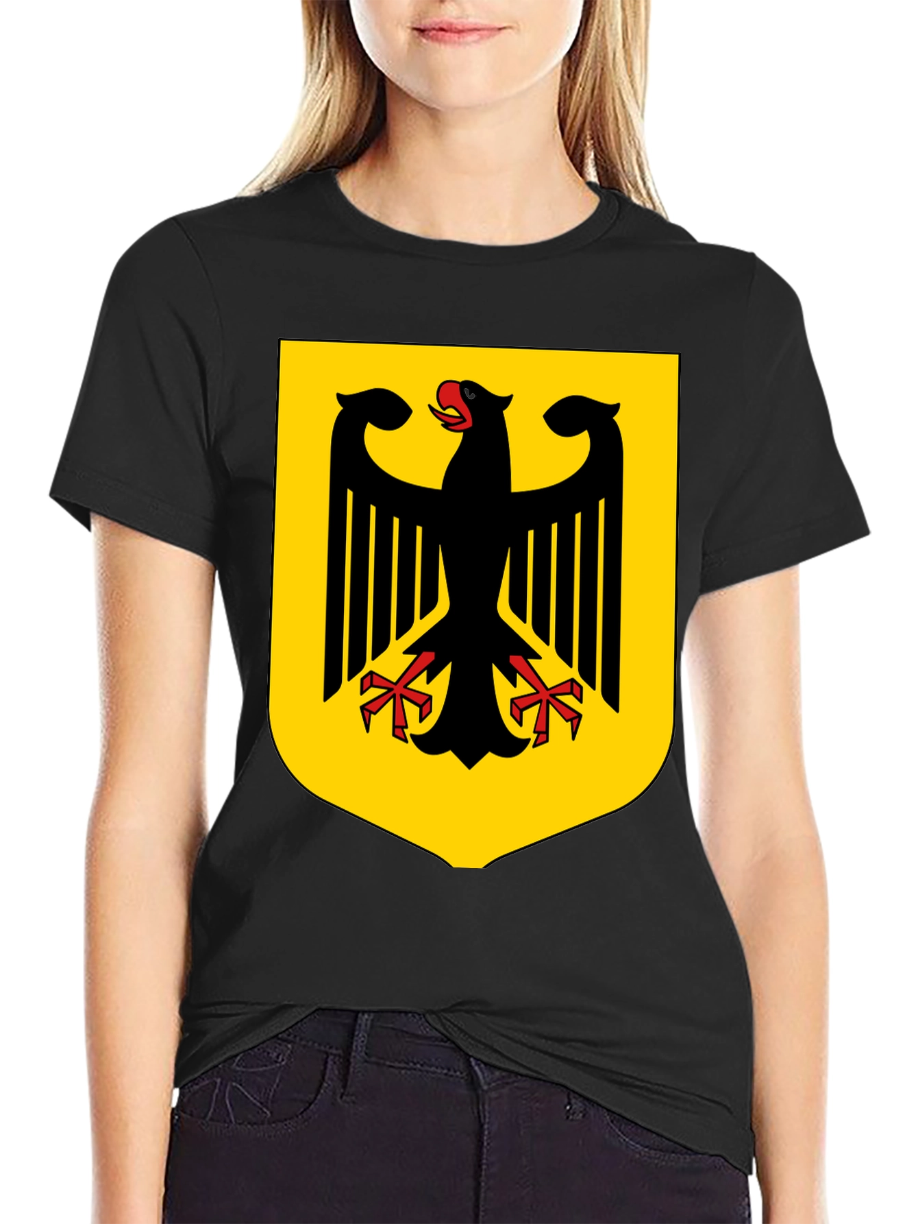 Black German Eagle Crest Black T-Shirt view 2