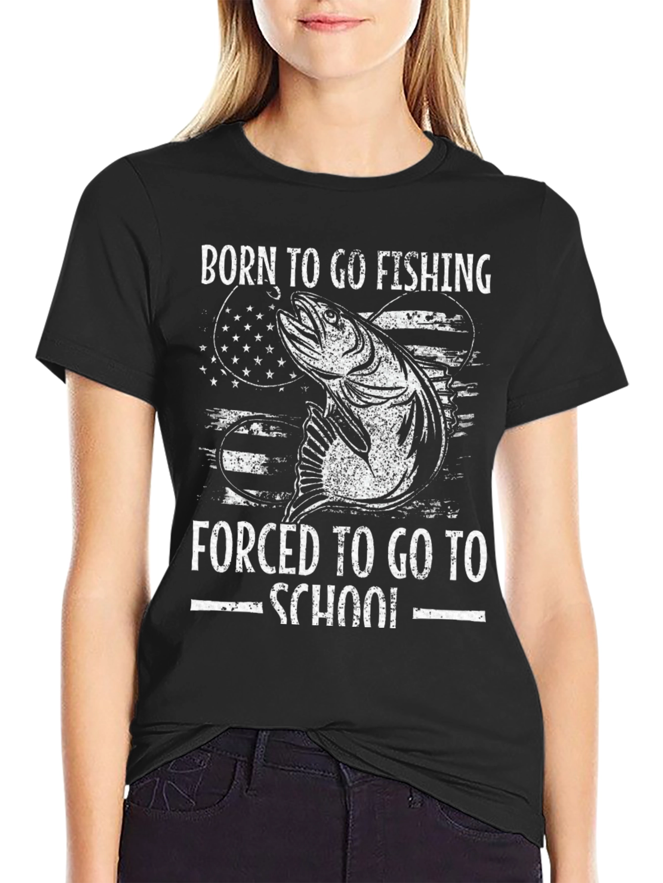 Black Born to Fish T-Shirt view 2