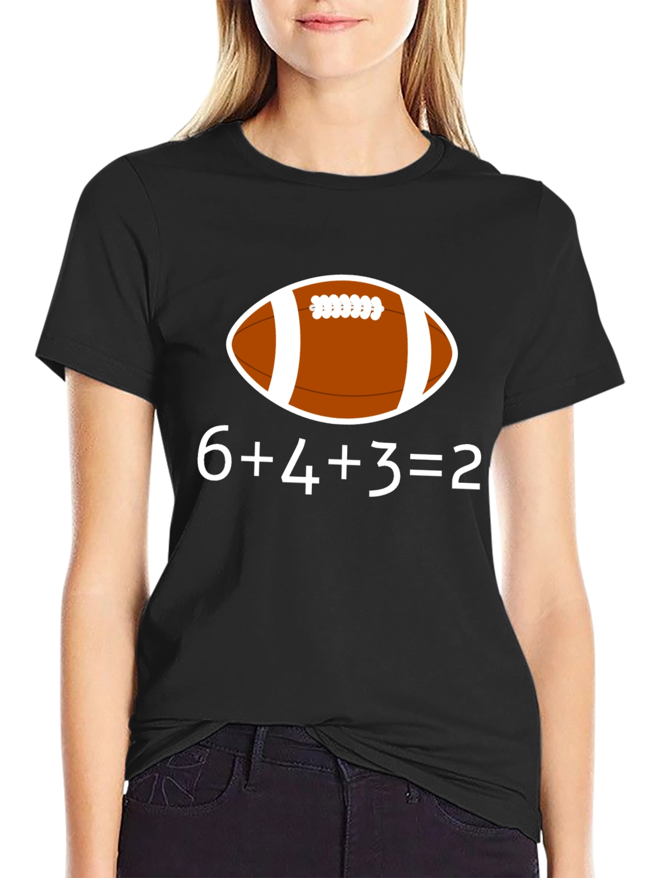 Black Funny Football Math T-Shirt view 2