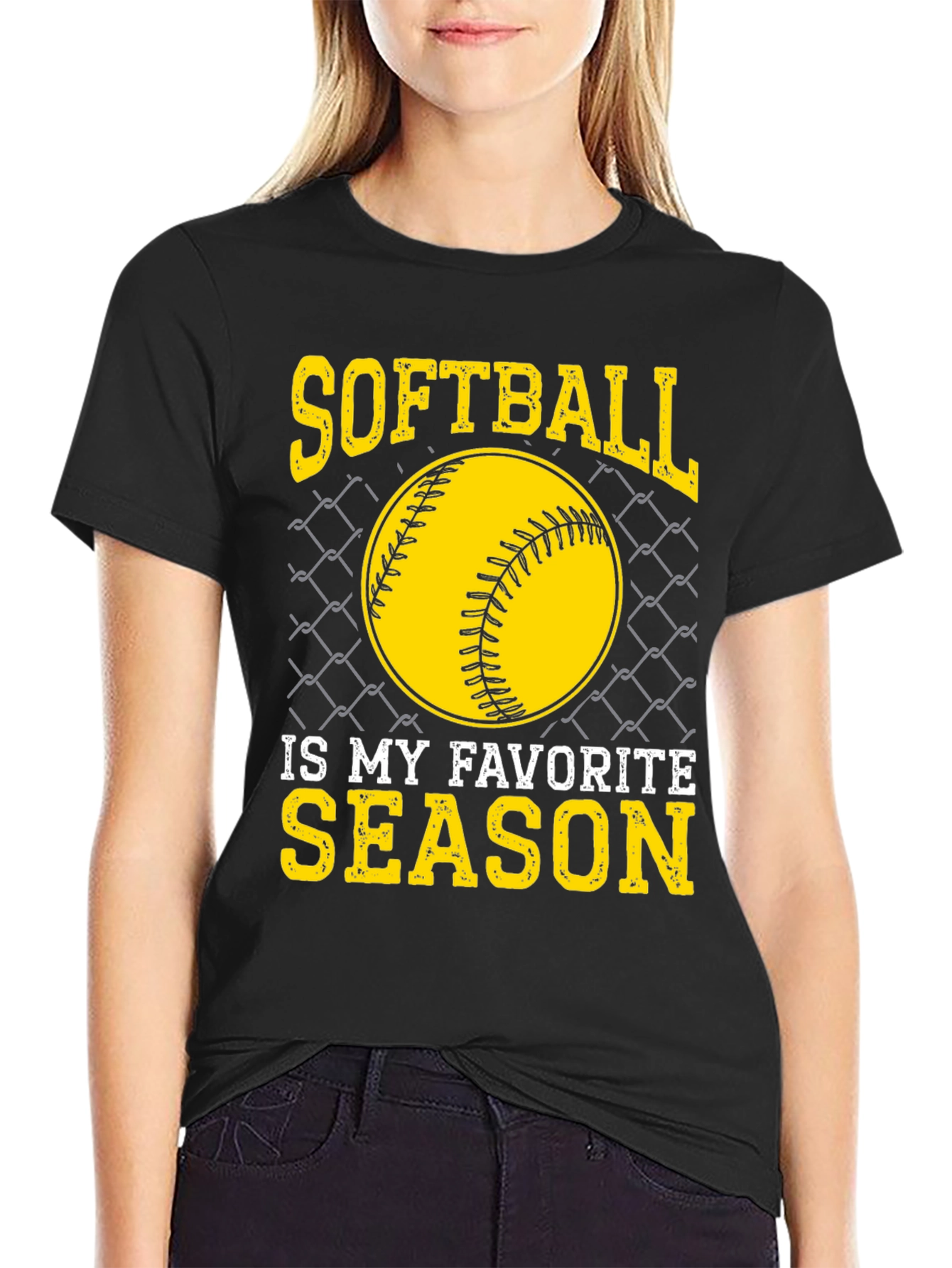 Black Softball Is My Favorite Season T-Shirt view 2
