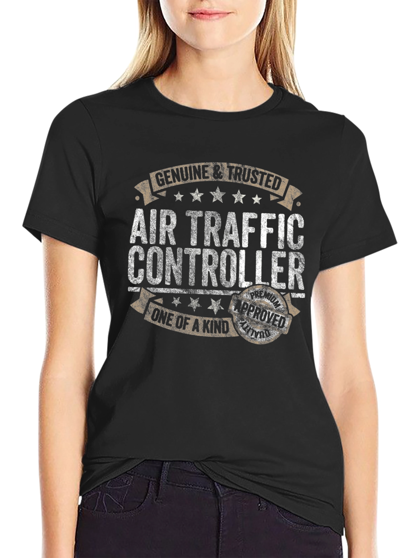 Black Air Traffic Controller T-Shirt - Genuine & Trusted Tee view 2