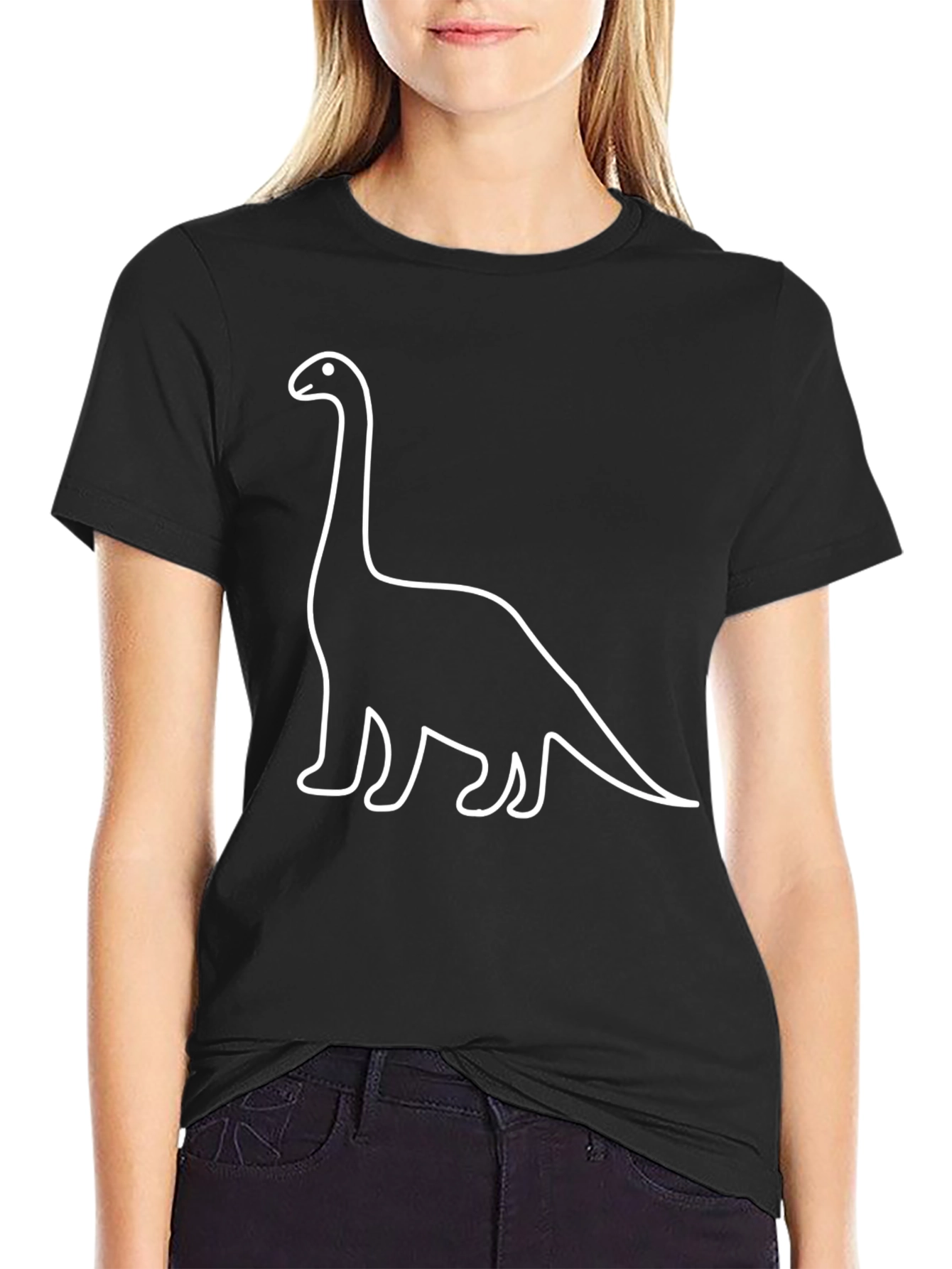 Black Dino Outline T-Shirt - Classic Black Tee view 2