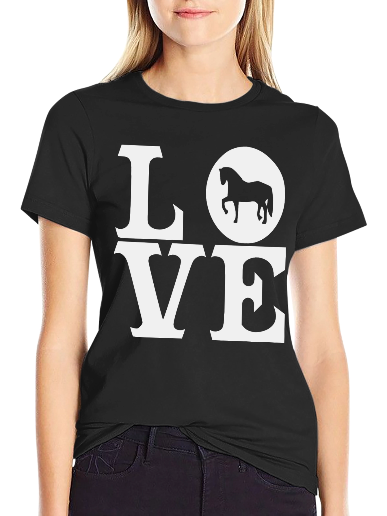 Black Love Horses Black Graphic Tee view 2