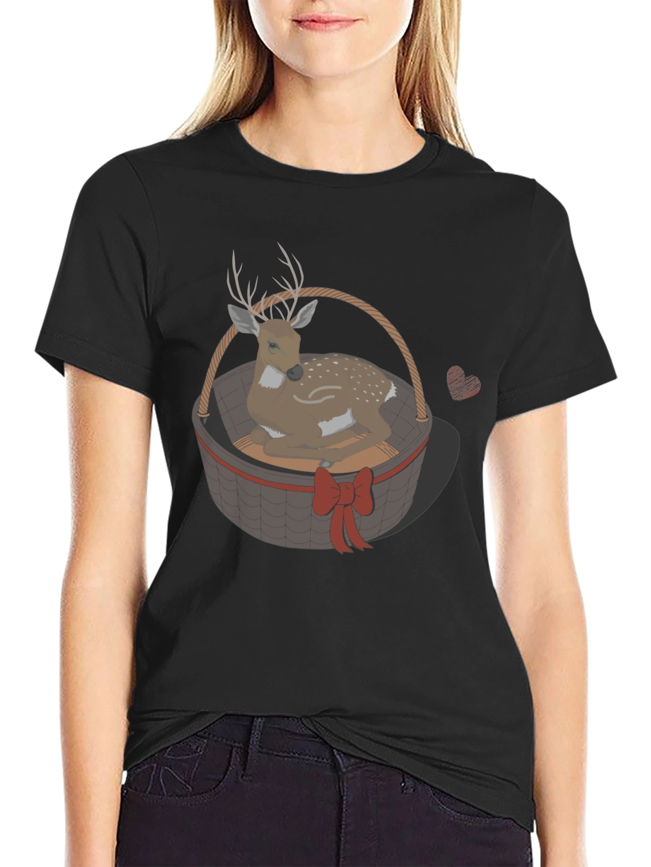 Black Deer in Basket Graphic Tee - Men's Black T-Shirt view 2