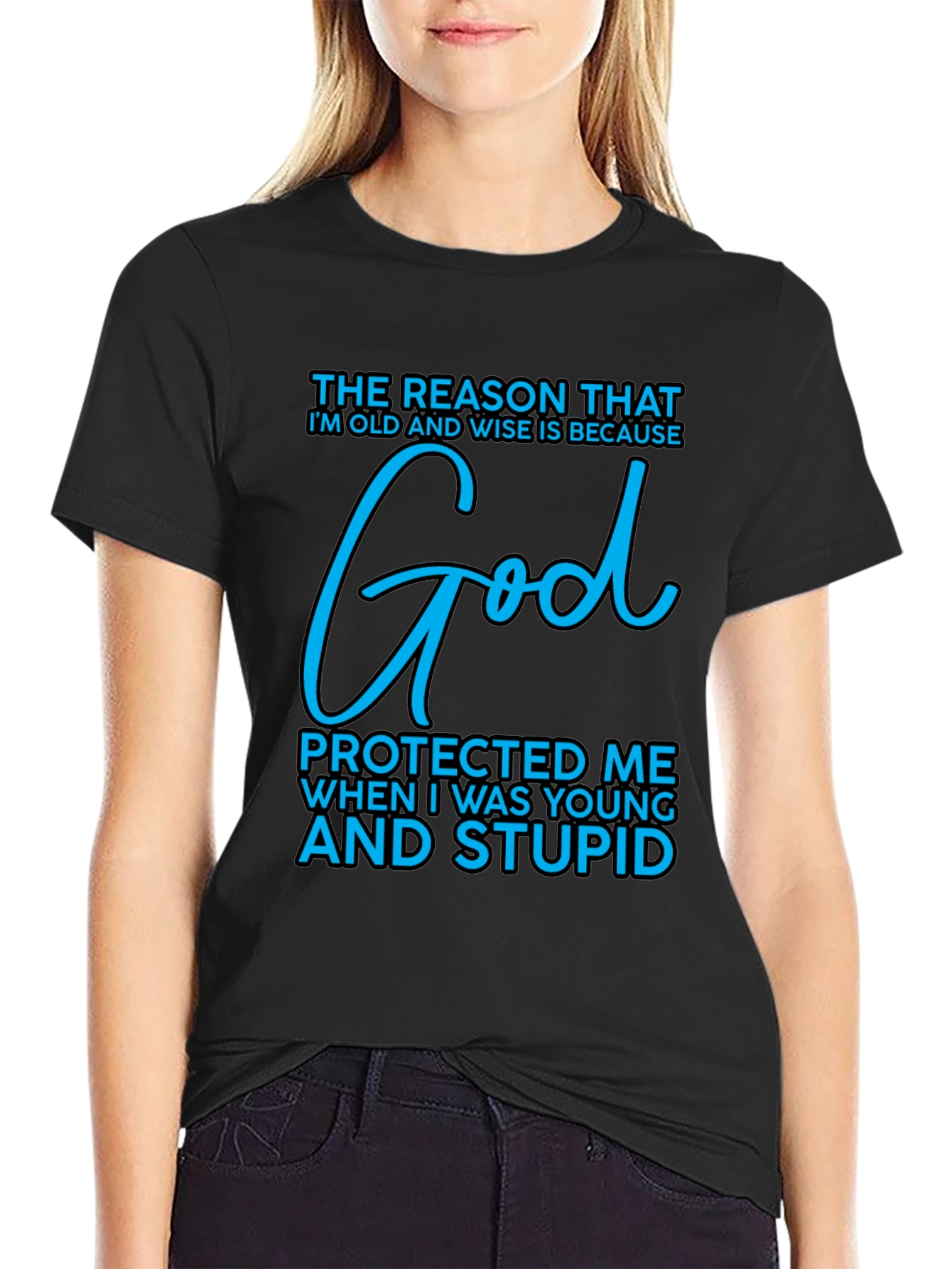 Black Old and Wise God Protected T-Shirt view 2