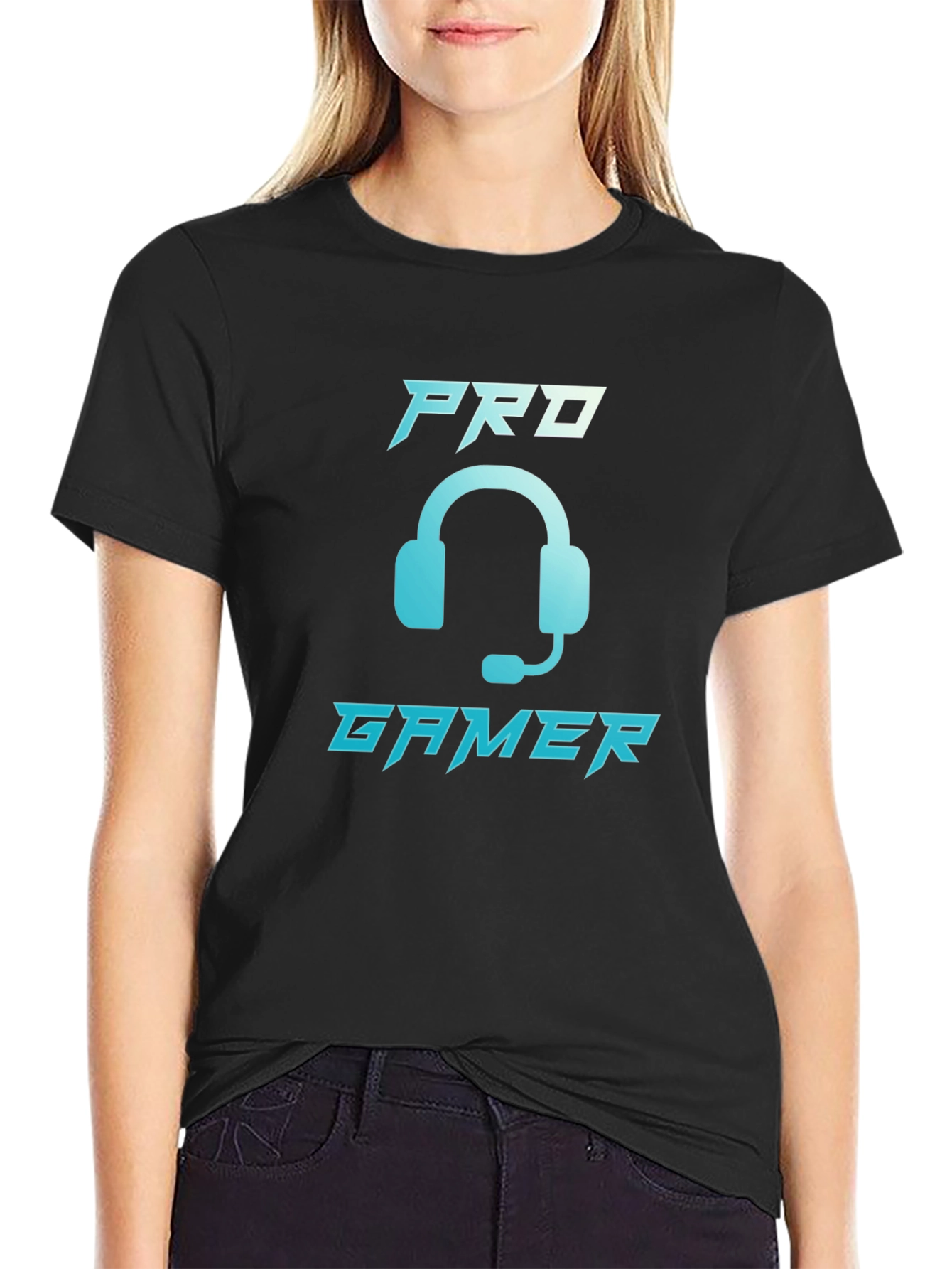 Black Pro Gamer Graphic T-Shirt - Black Cotton Tee view 2