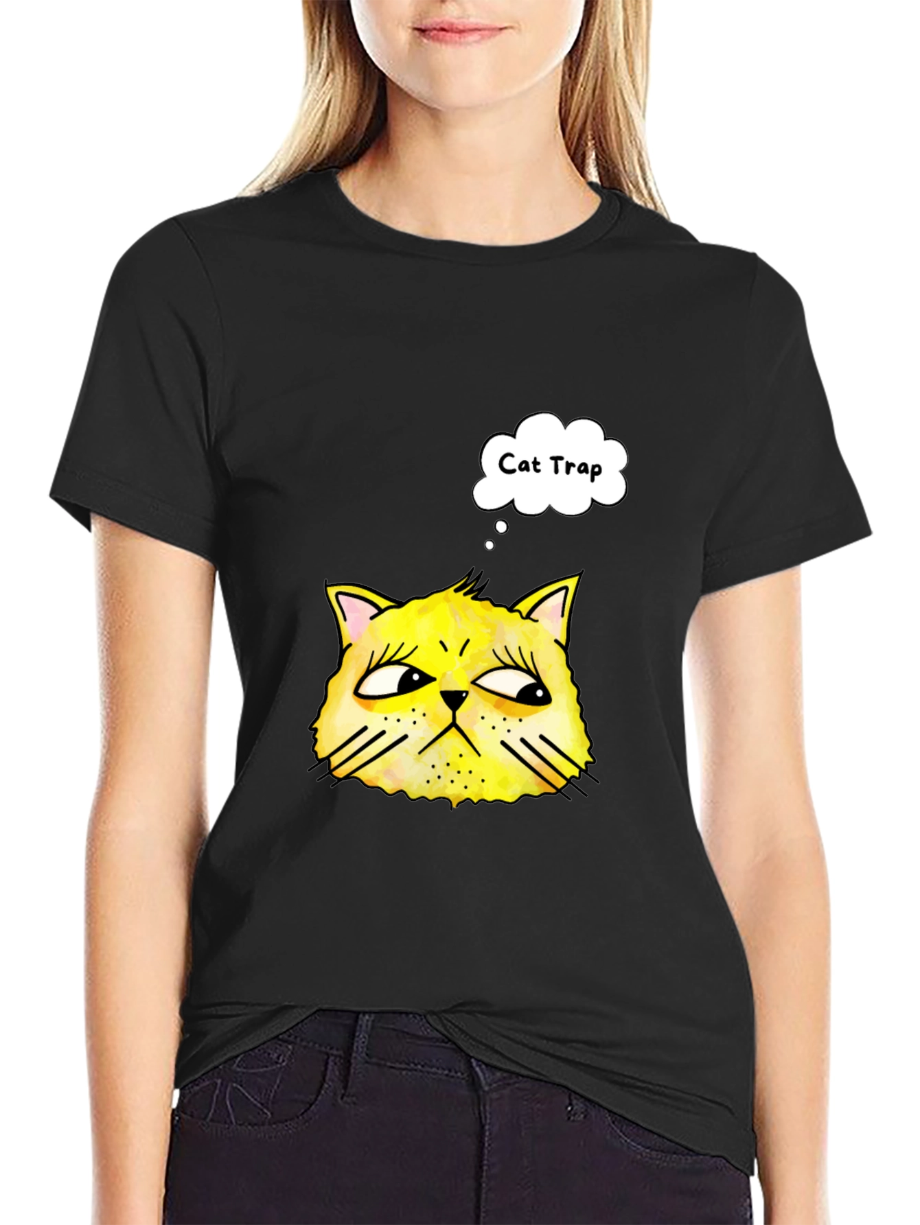 Black Cat Trap T-Shirt - Funny Graphic Tee view 2