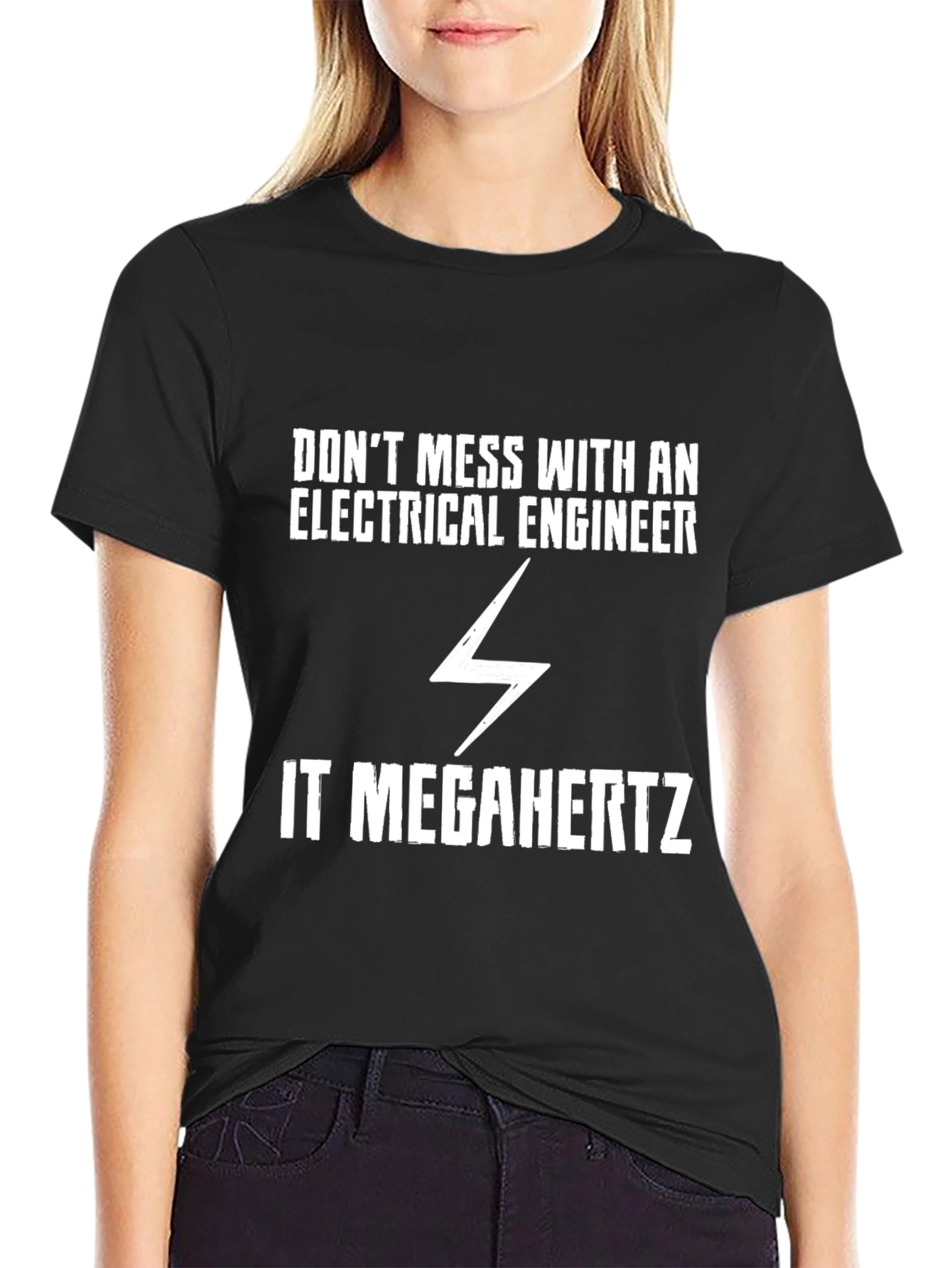 Black Electrical Engineer T-Shirt: Don't Mess With It view 2
